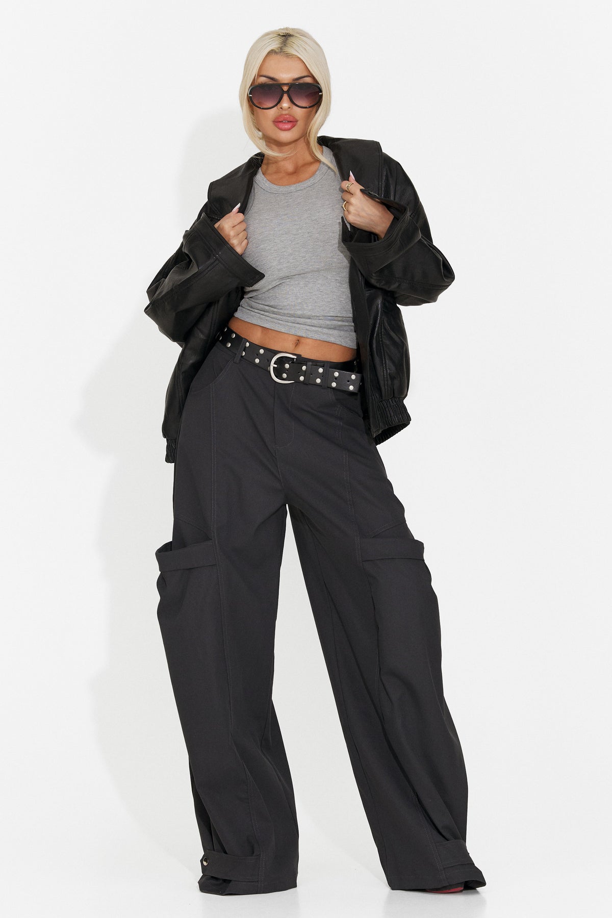 Pantaloni dama casual gri inchis Orary Bogas