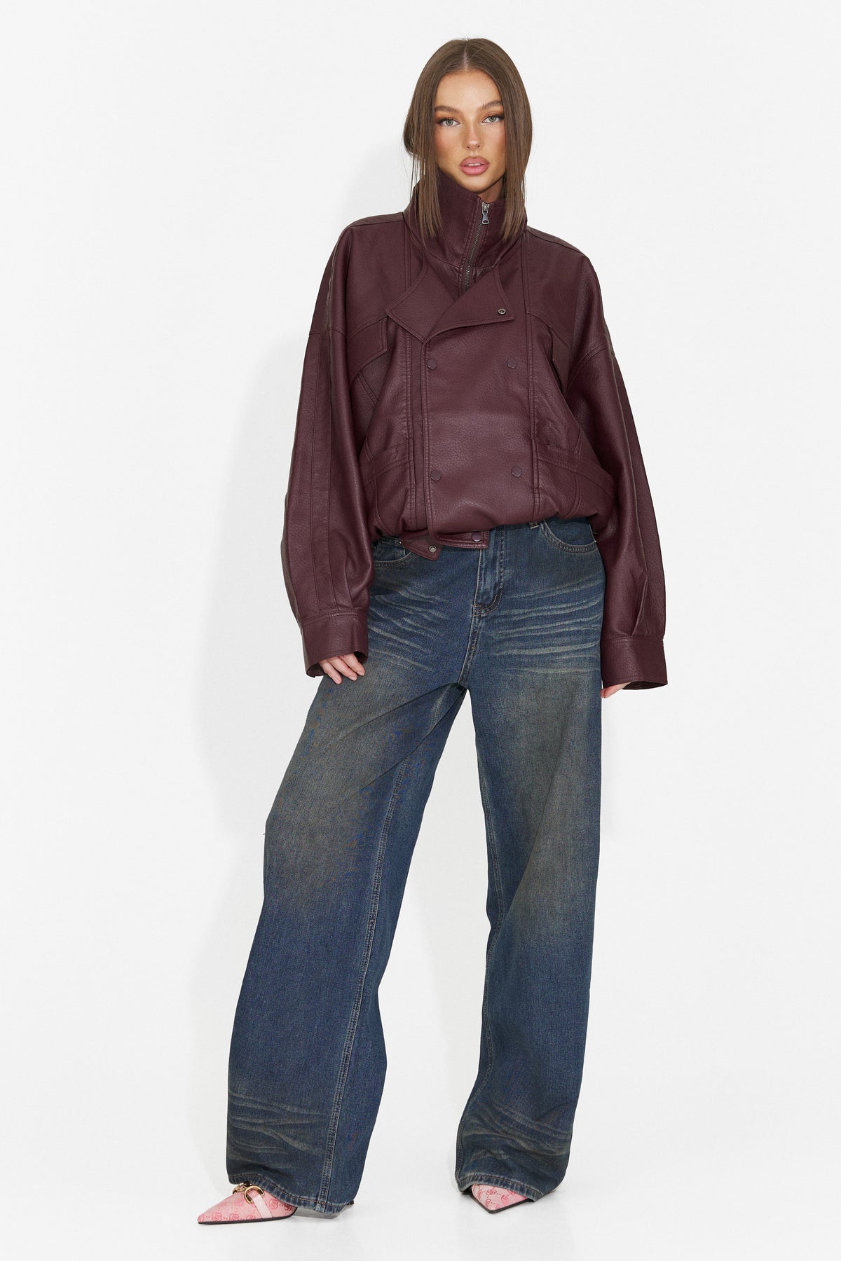 Geaca dama casual burgundy Nadyesia Bogas