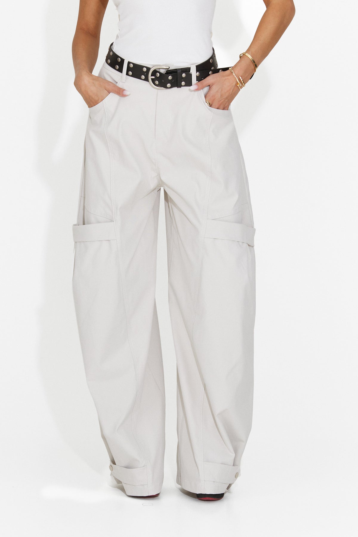 Pantaloni dama casual albi Orary Bogas