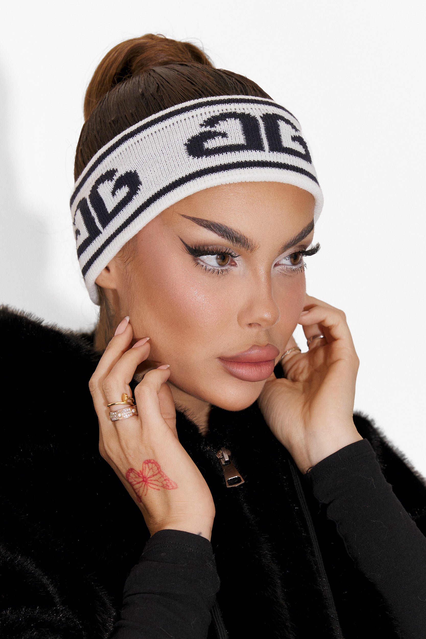 Kasra Bogas Casual White Navy Blue Headband for Women