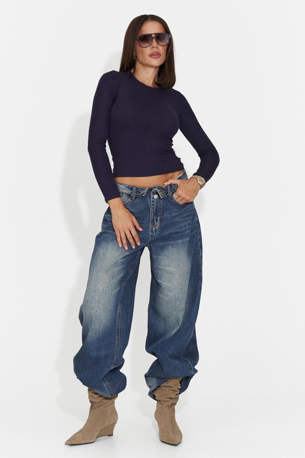 Blugi casual albastri Crytuina Bogas