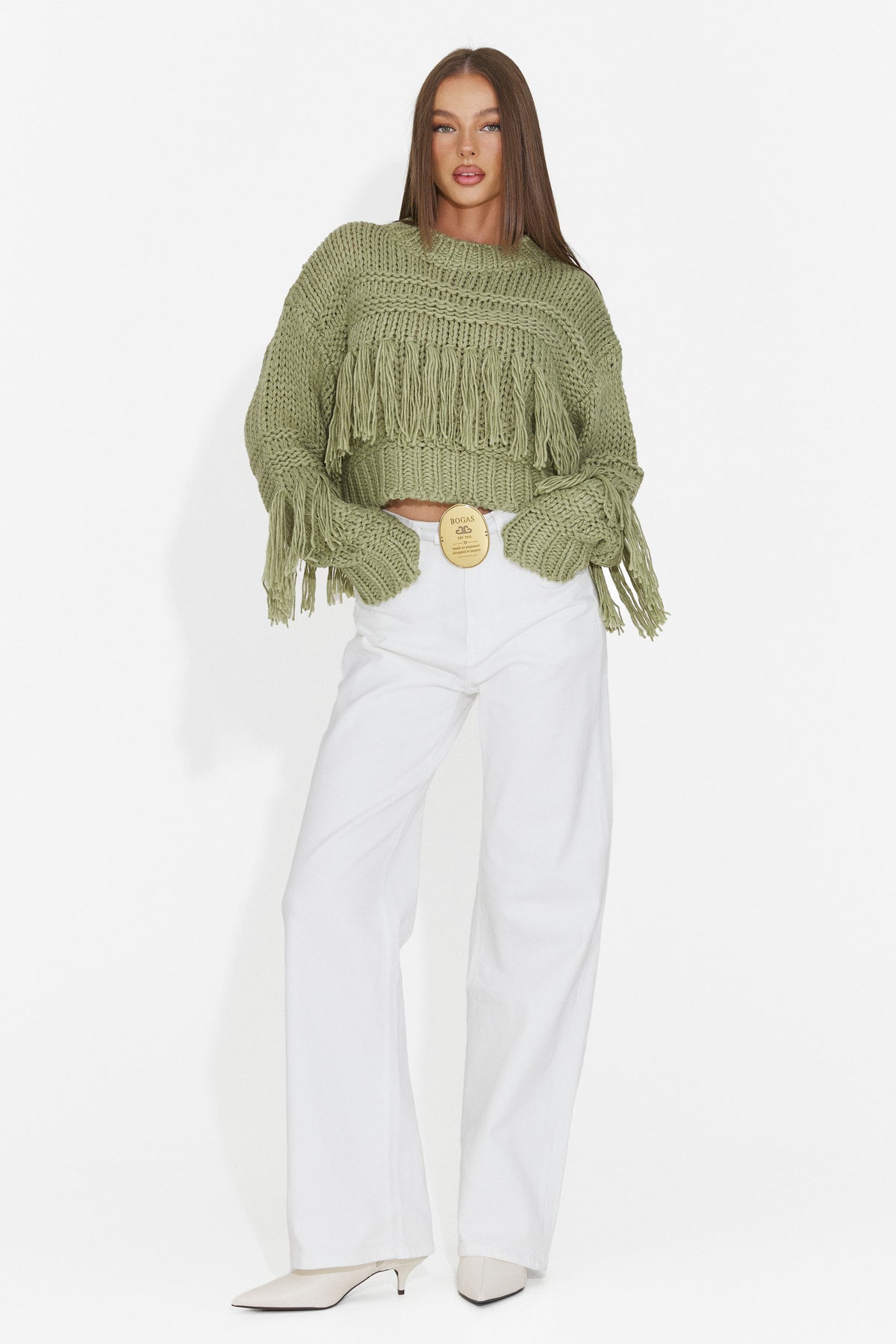Blugi casual albi Drysroiza Bogas, imaginea 7 din 8