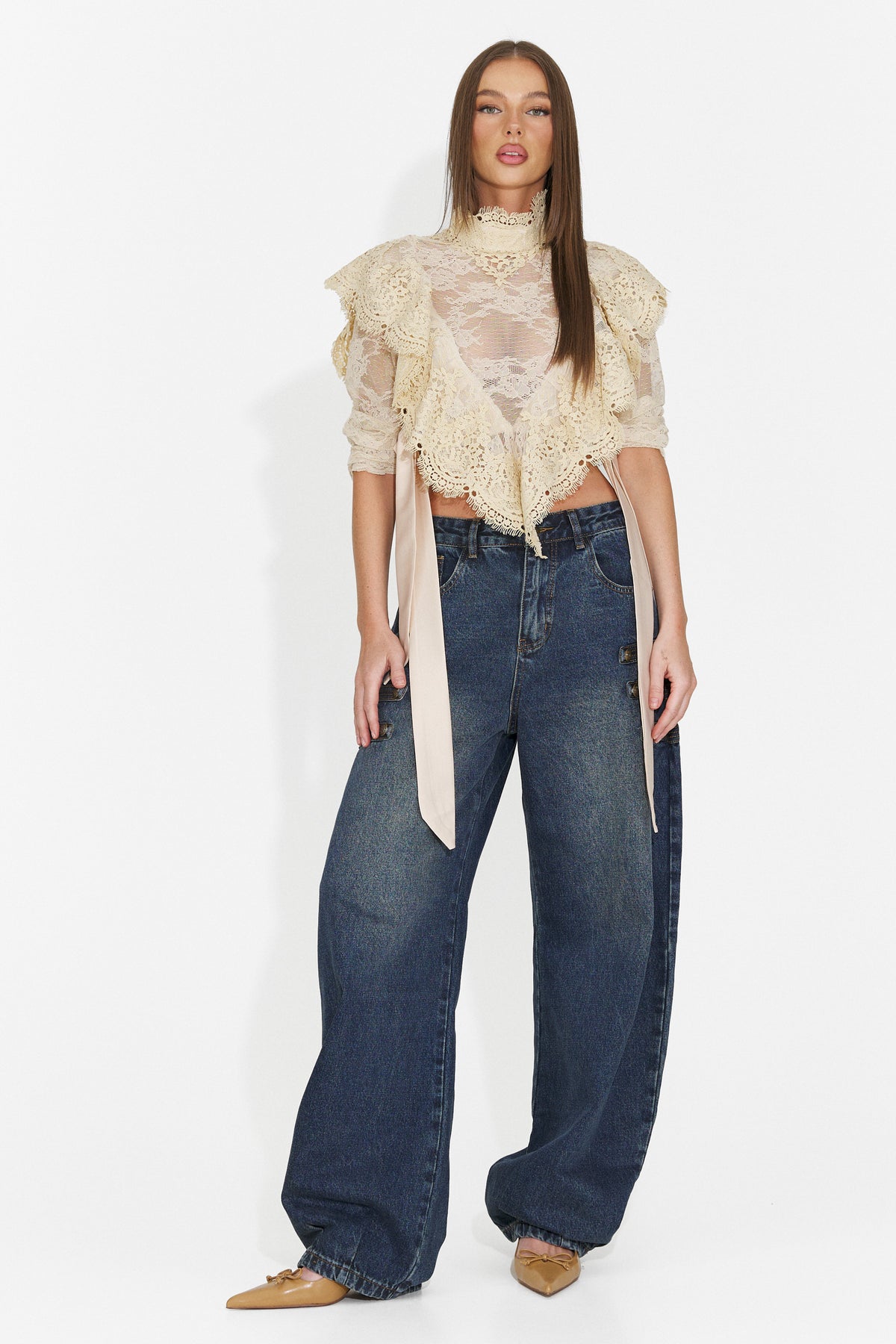 Blugi casual bleu Tasina Bogas, imaginea 3 din 8