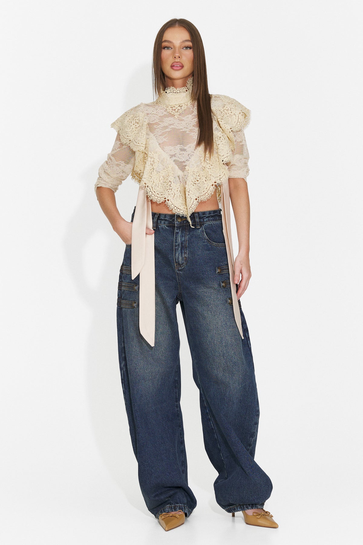 Blugi casual bleu Tasina Bogas