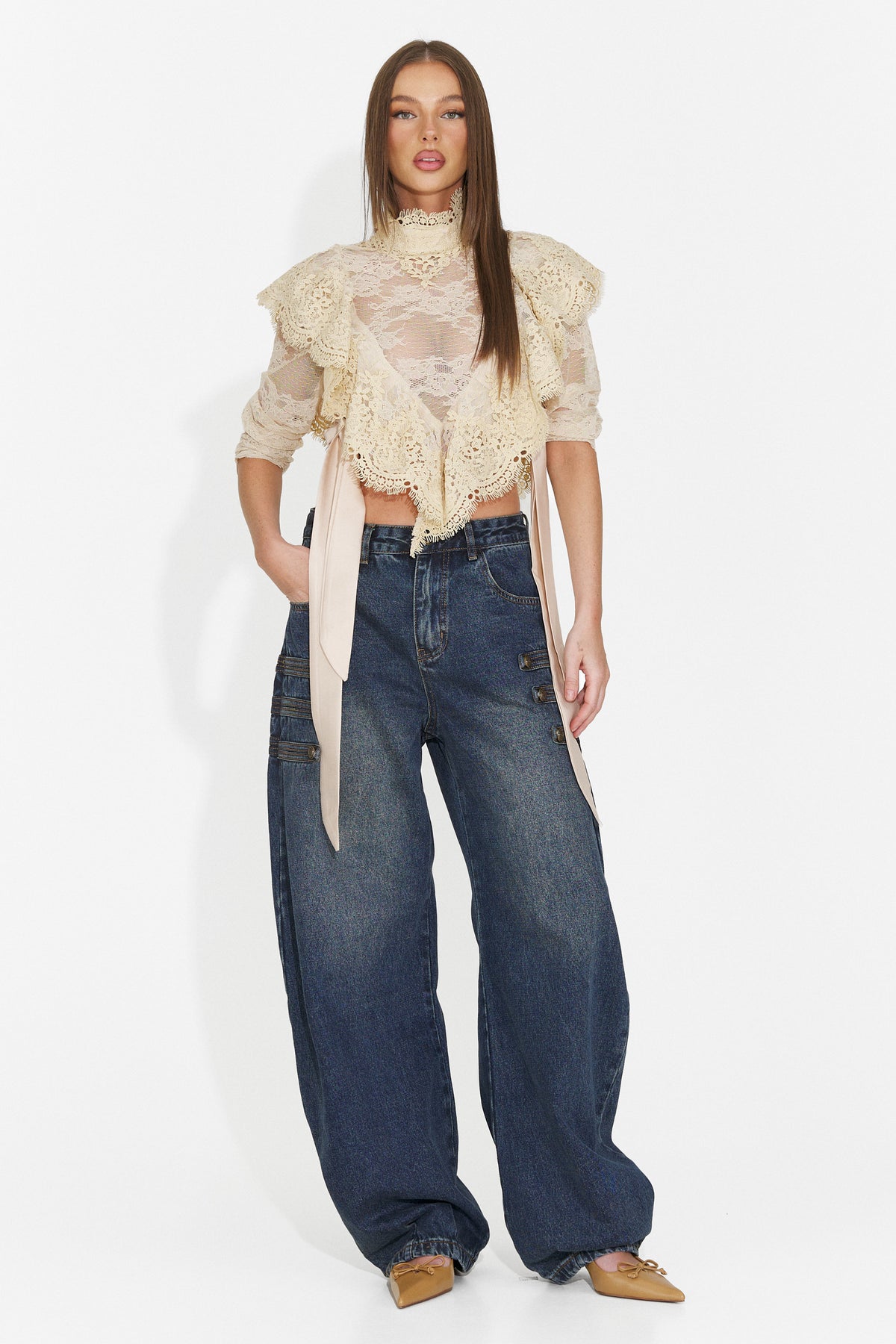Blugi casual bleu Tasina Bogas, imaginea 7 din 8