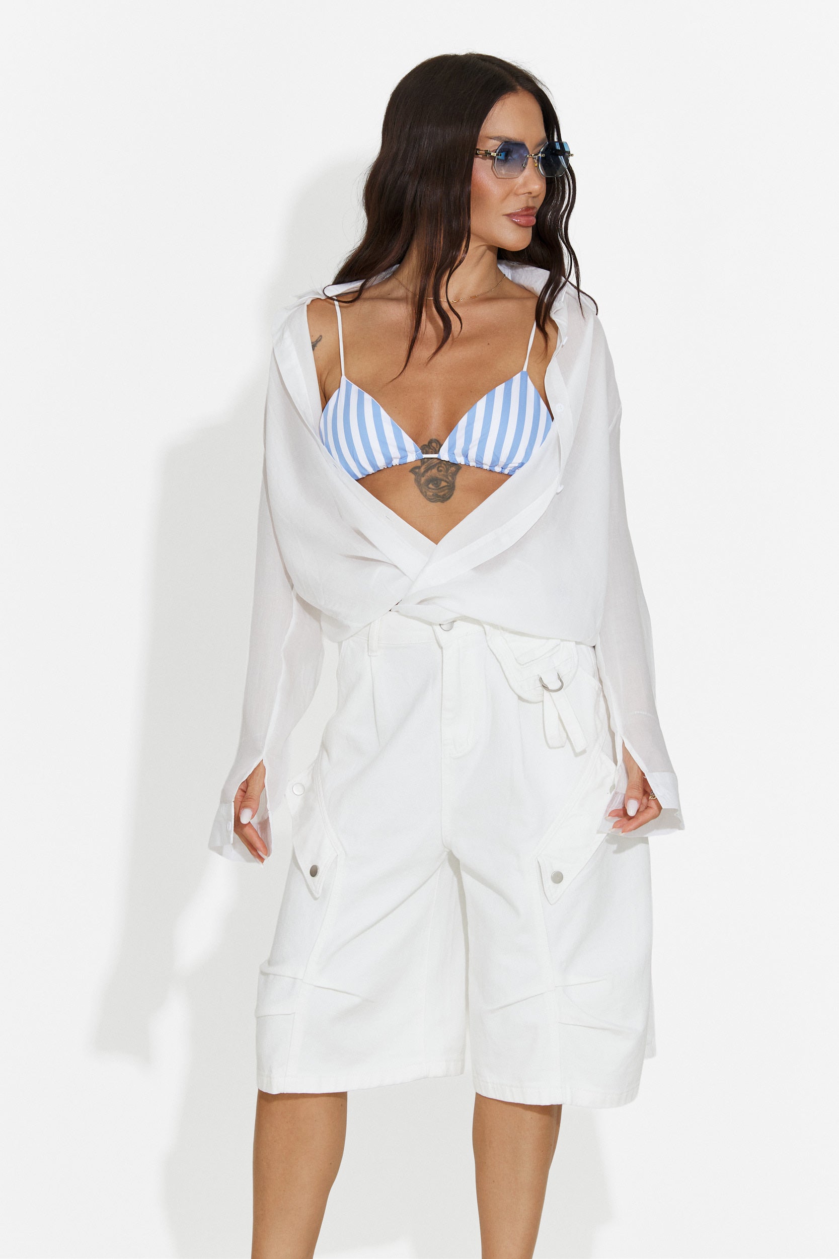 Blugi dama casual albi Teolia Bogas