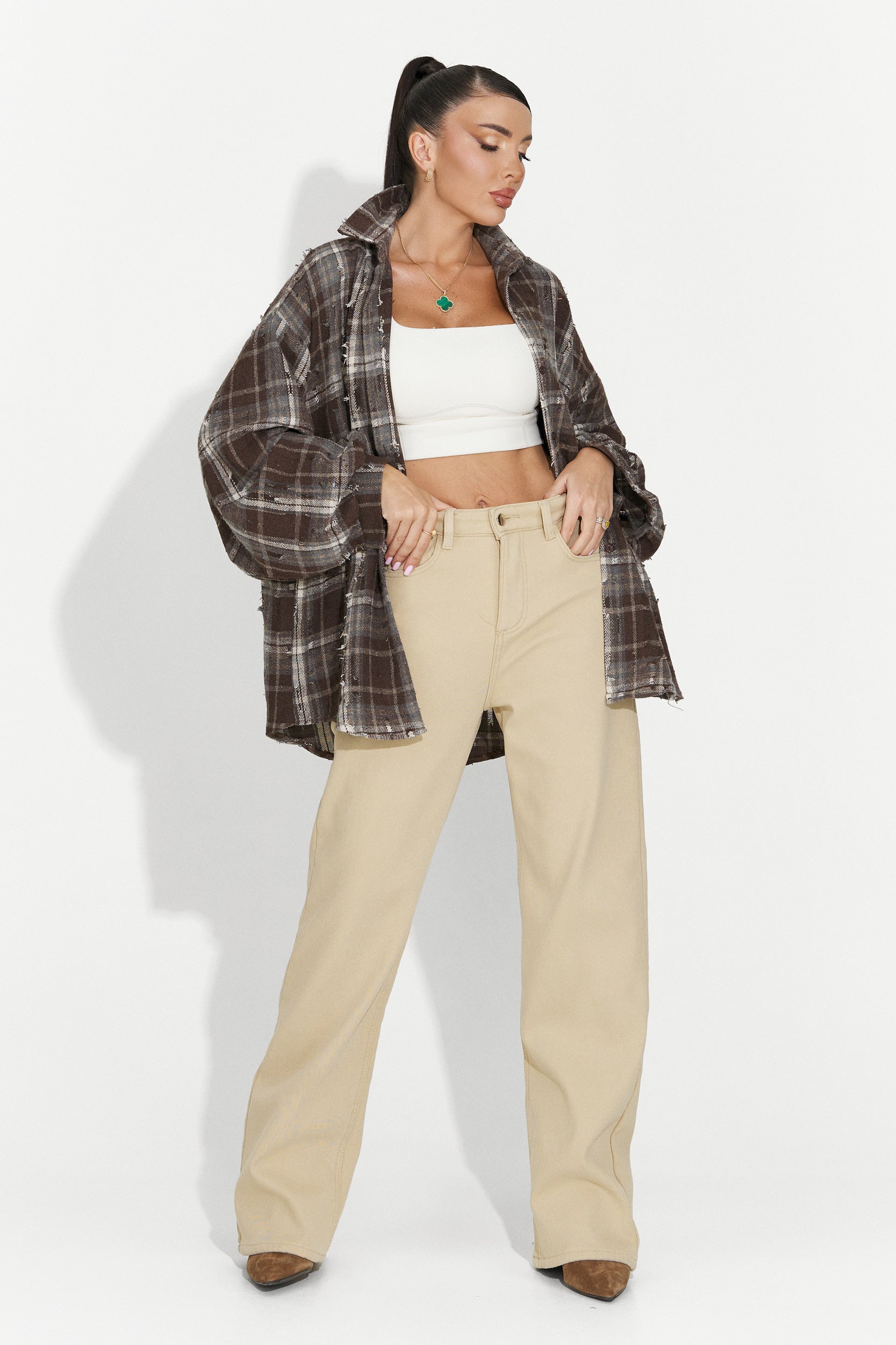 Casual beige women's jeans Hetie Bogas