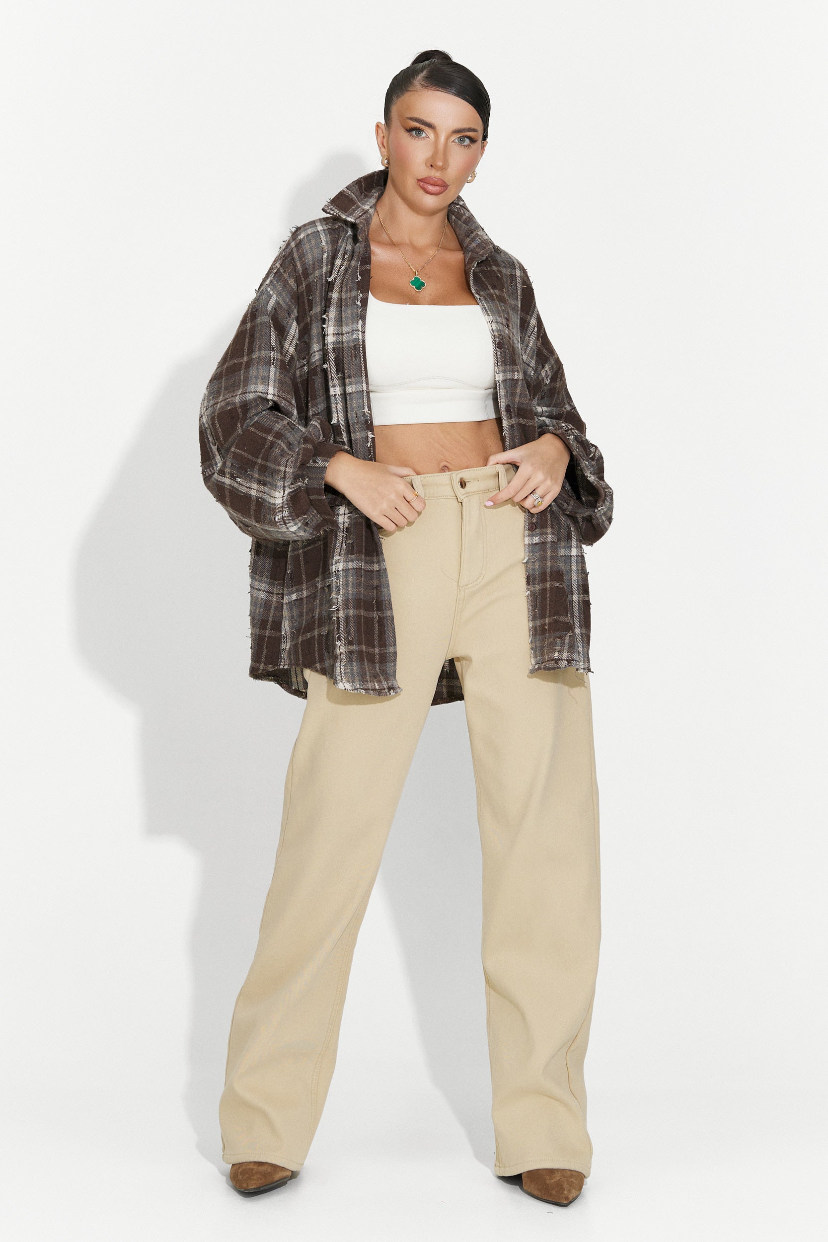 Casual beige women's jeans Hetie Bogas