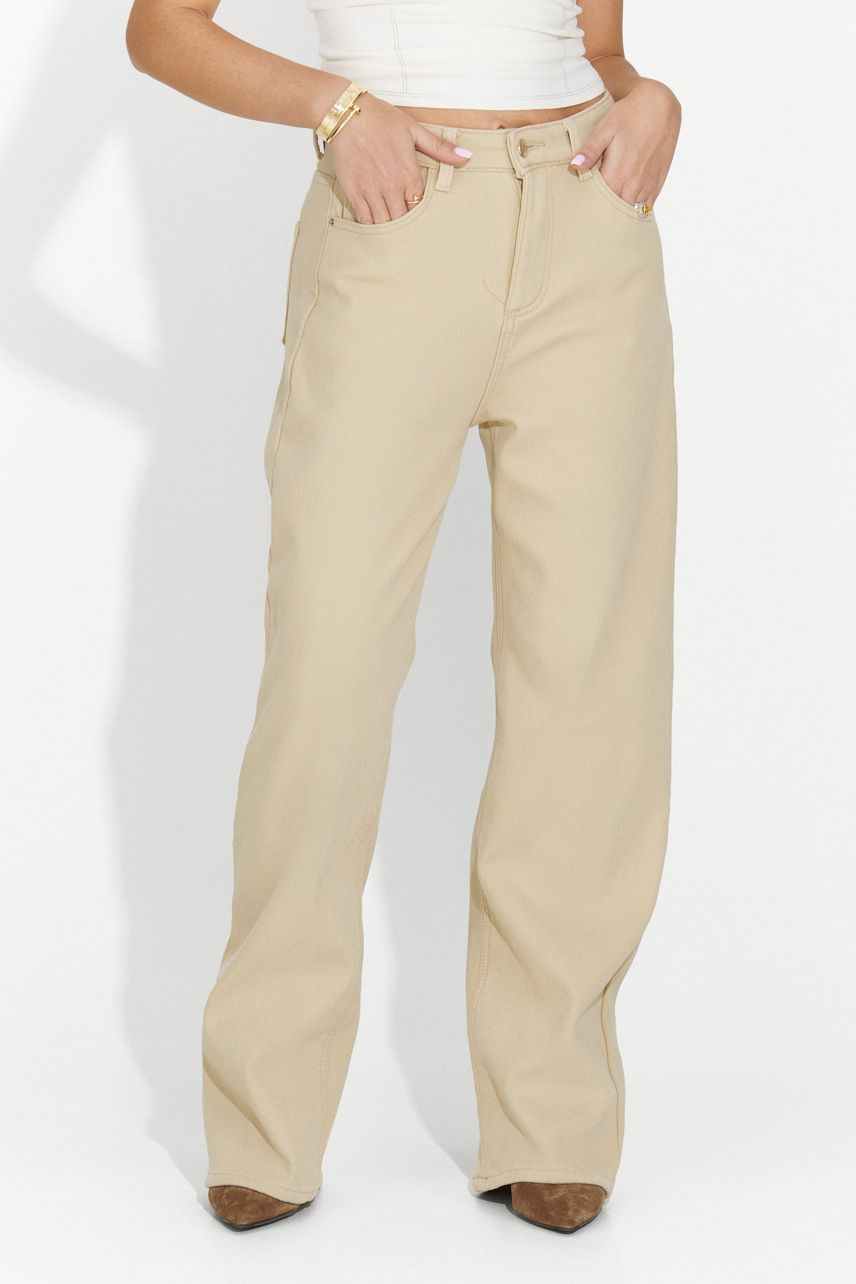 Casual beige women's jeans Hetie Bogas