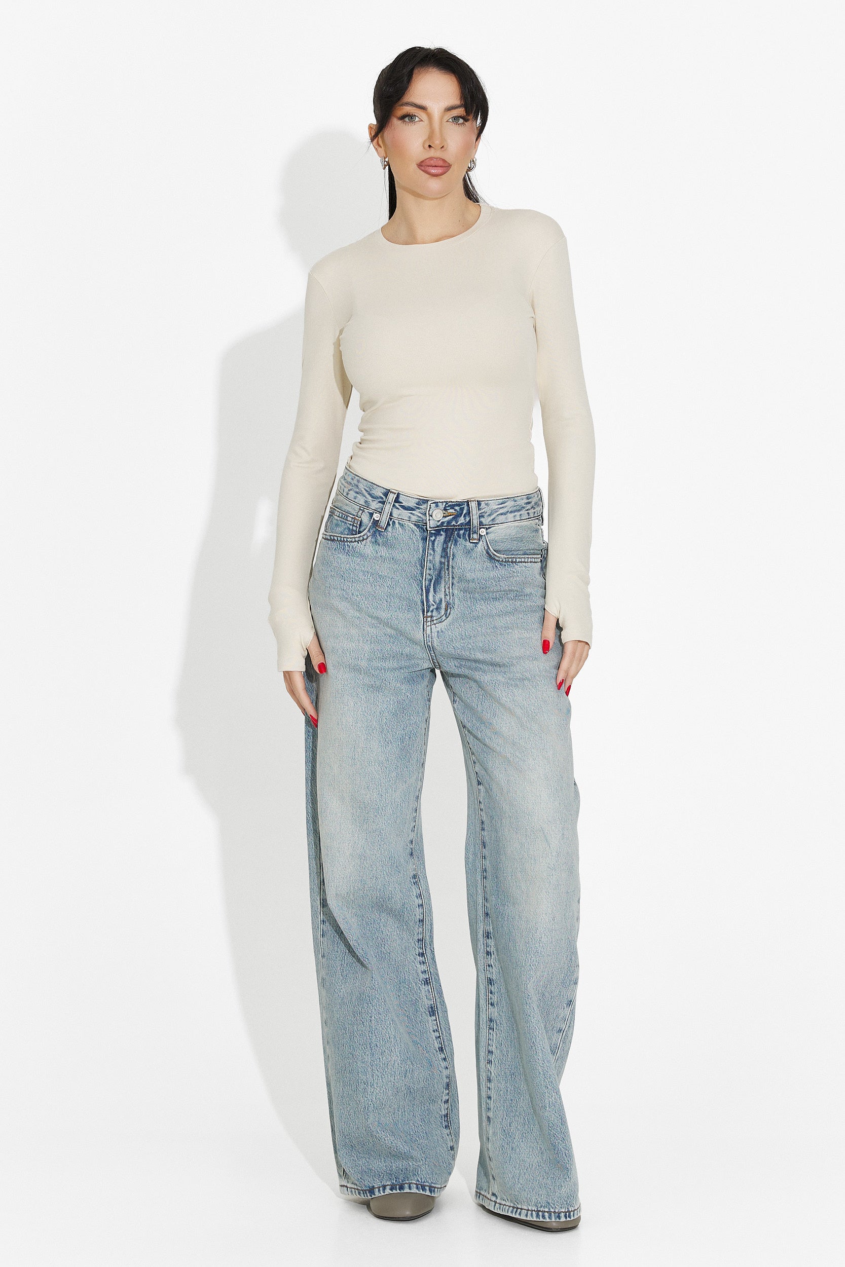 Beige casual women's blouse Kisena bogas