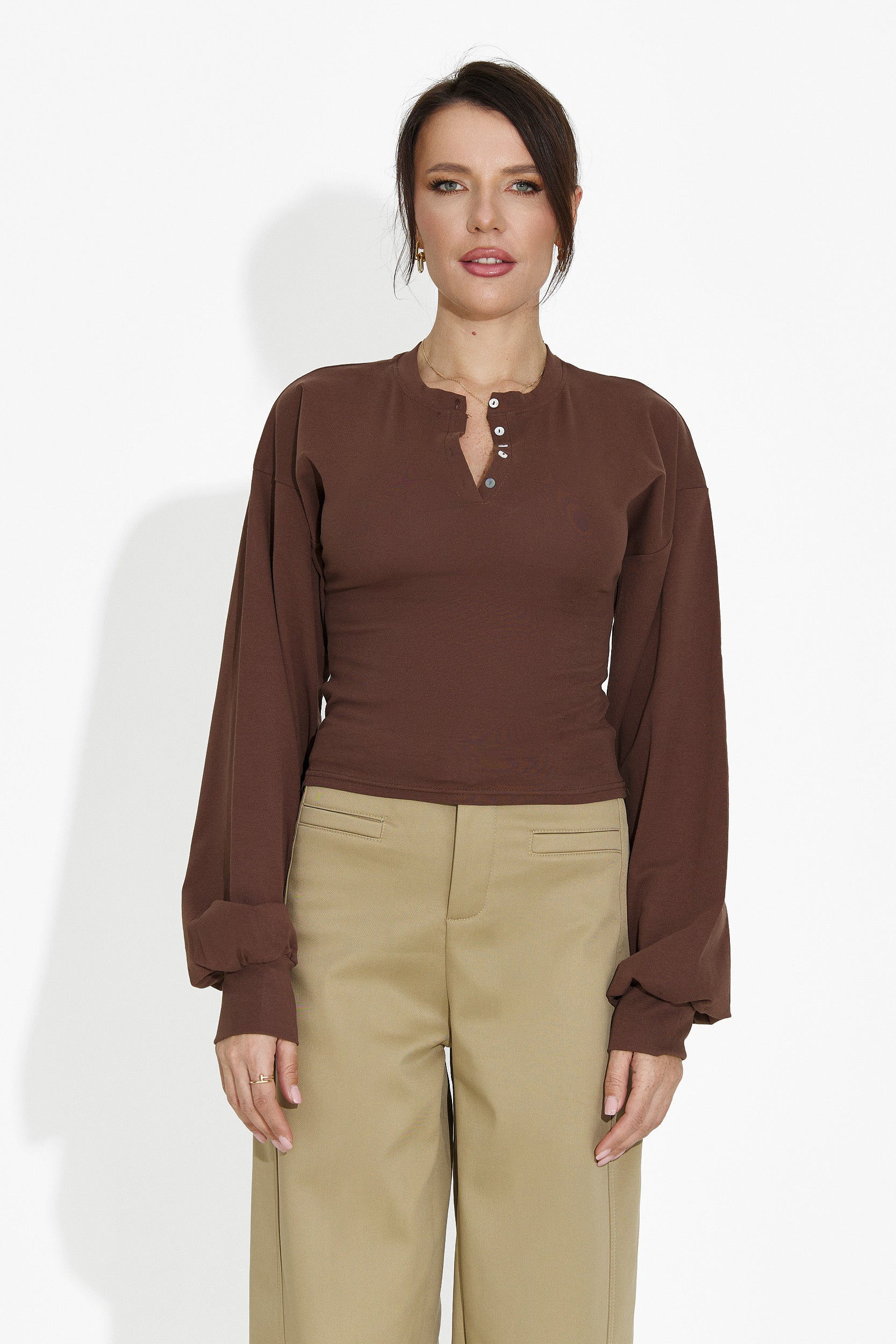 Women's casual brown blouse Tivora Bogas