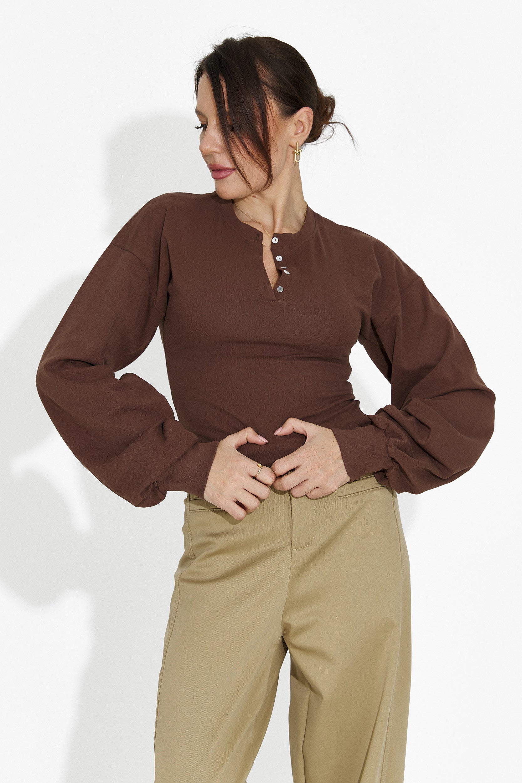 Women's casual brown blouse Tivora Bogas