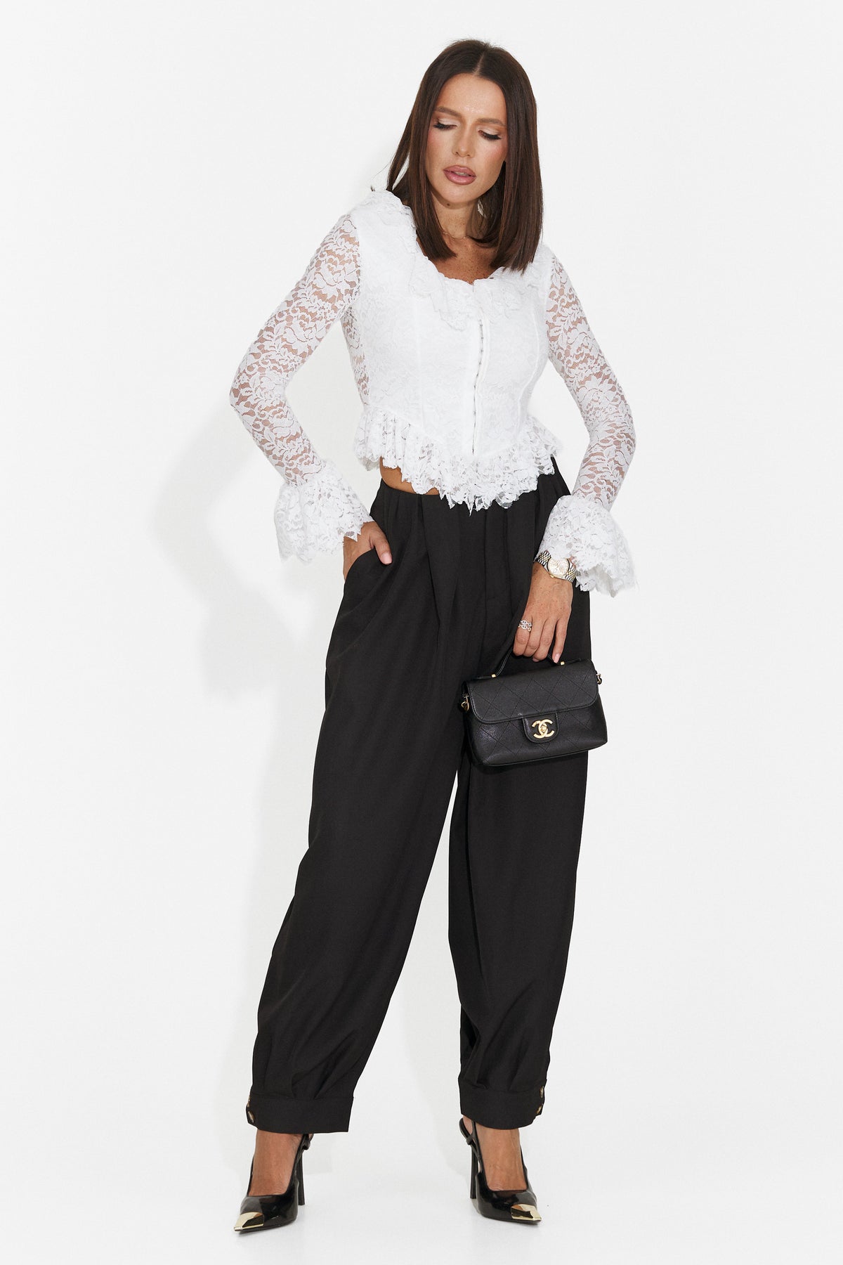 Bluza eleganta alba Casneria Bogas