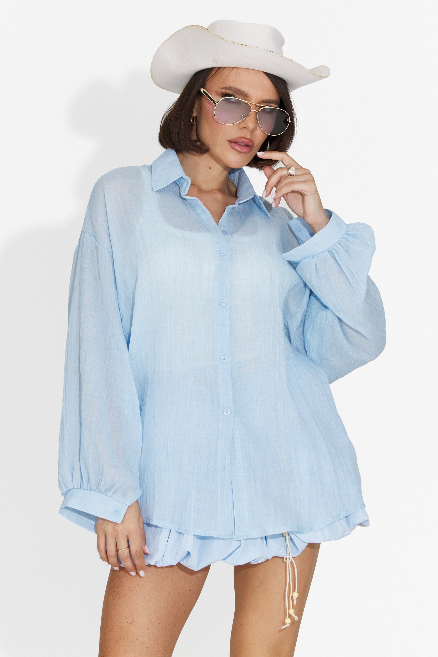 Camasa dama casual bleu Gaynelia Bogas