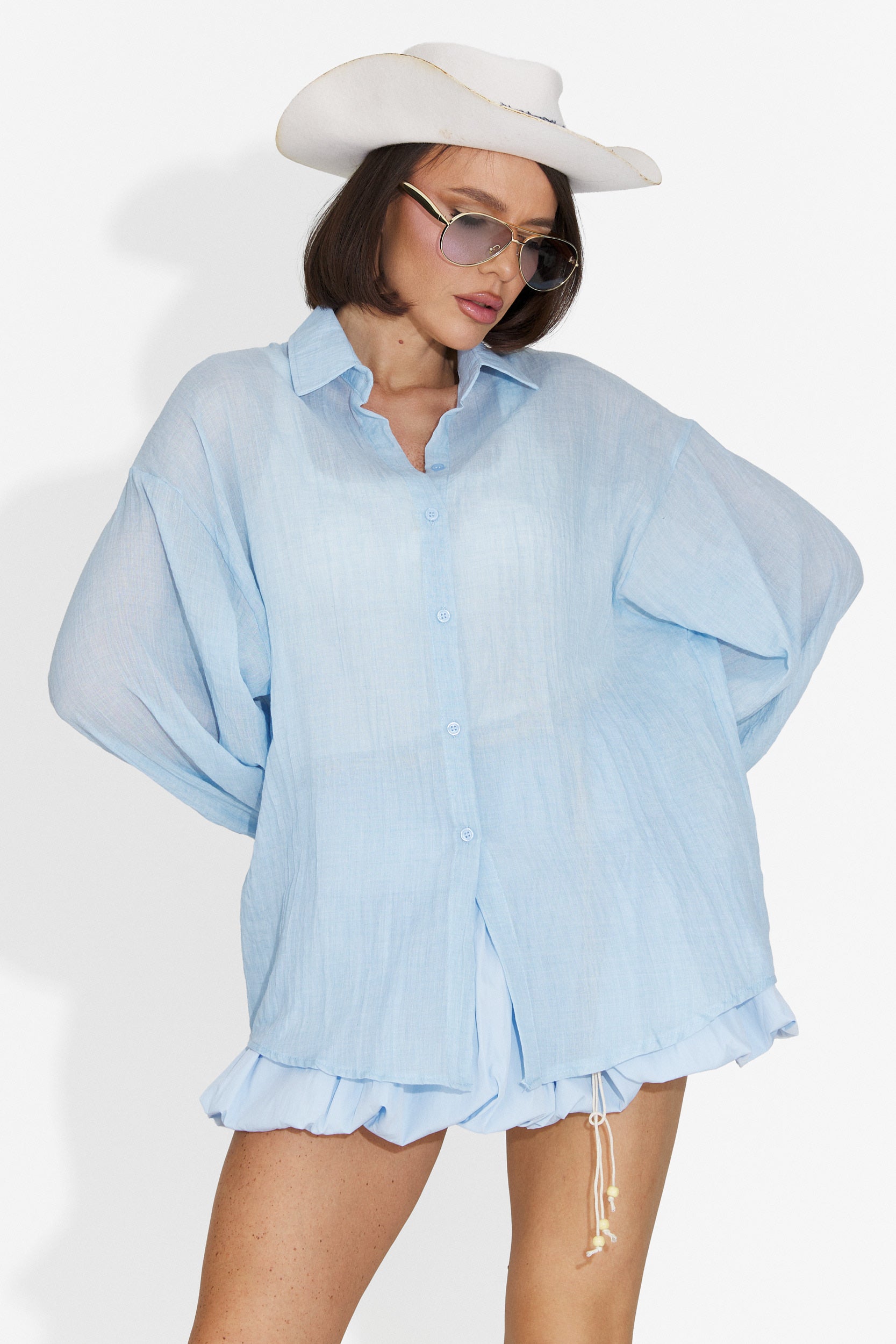 Camasa dama casual bleu Gaynelia Bogas