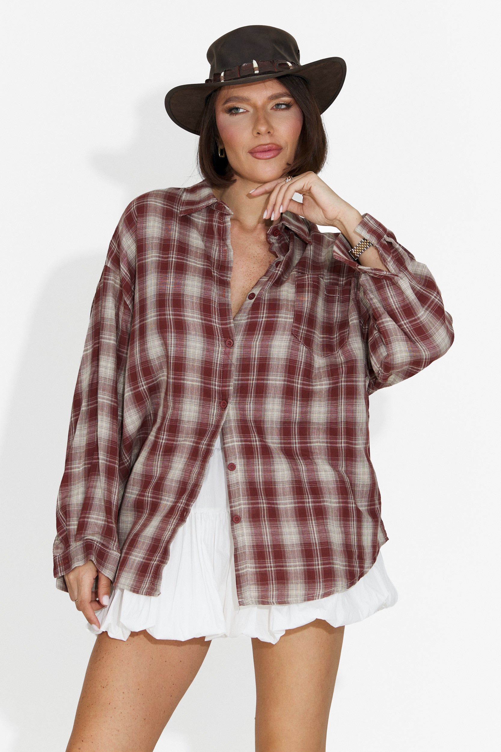 Camasa dama casual burgundy Letiza Bogas