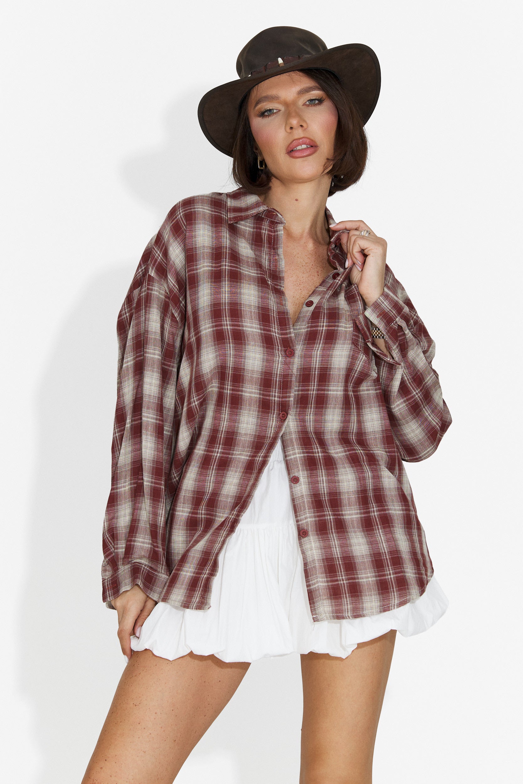 Camasa dama casual burgundy Letiza Bogas