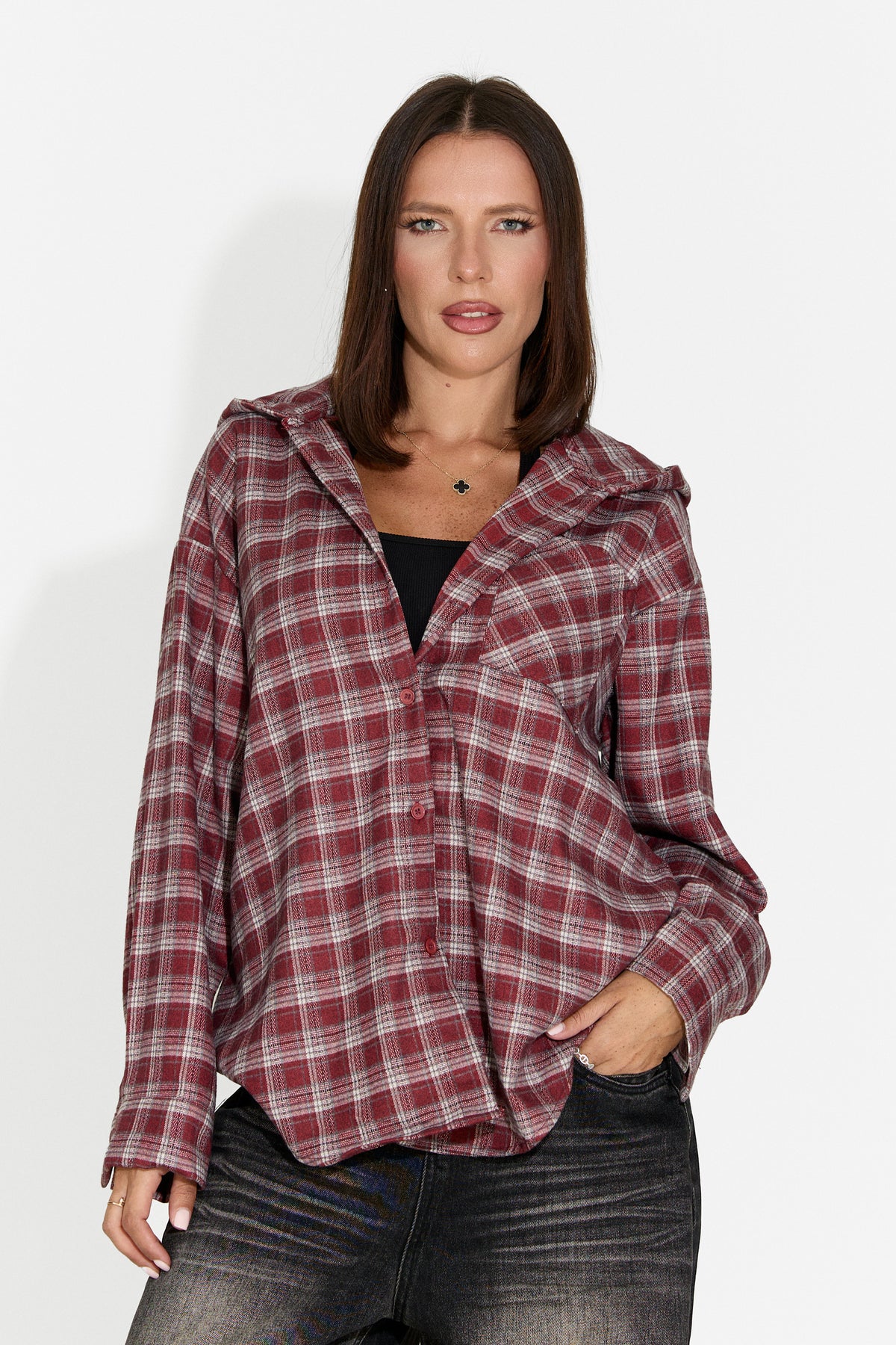 Camasa dama casual burgundy Venrita Bogas