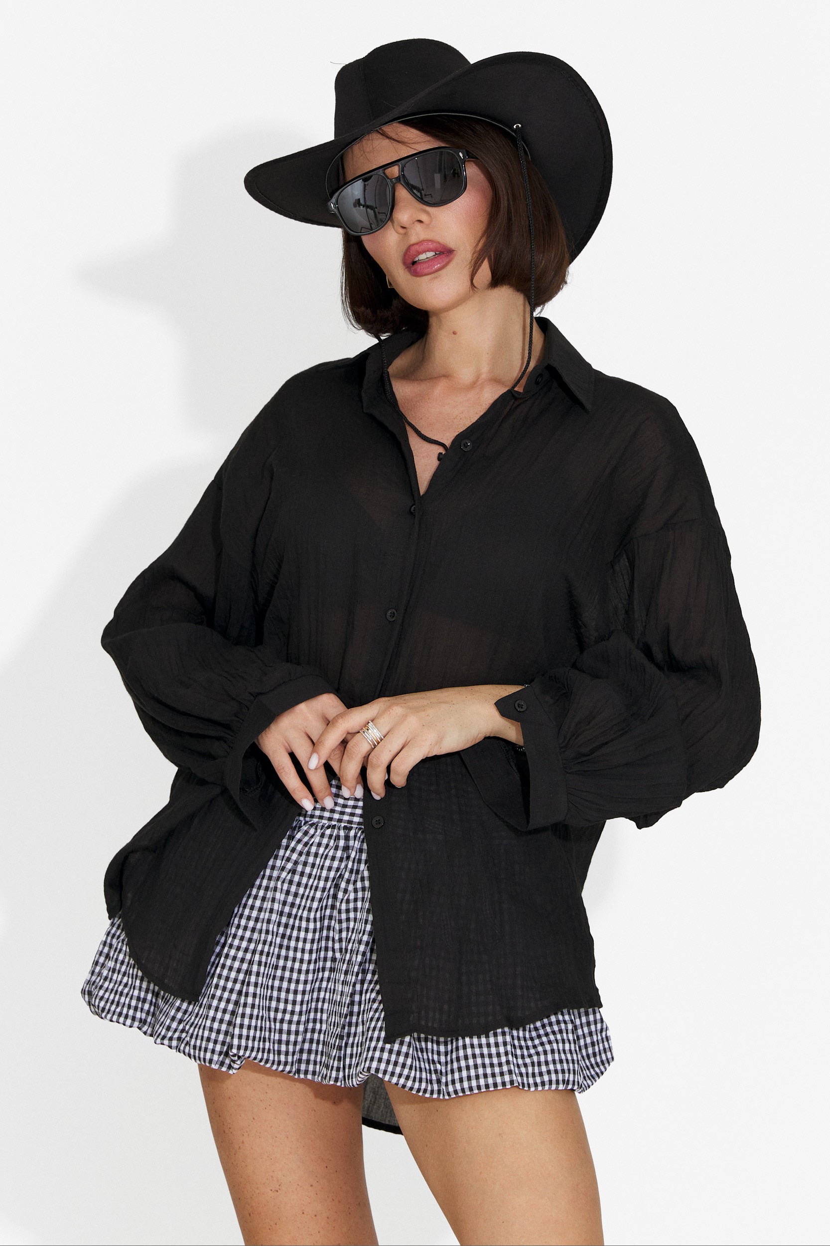 Camasa dama casual neagra Gaynelia Bogas
