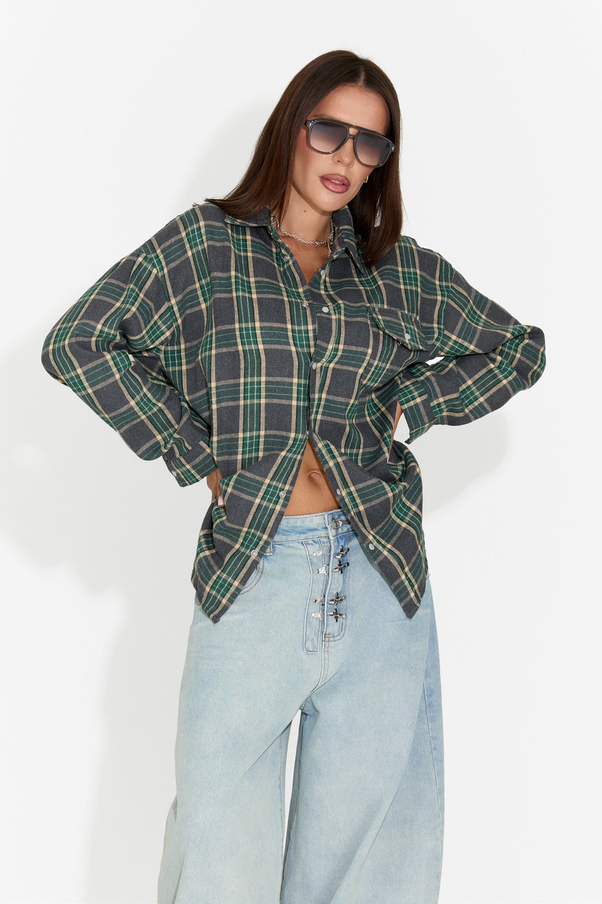 Camasa dama casual verde inchis Importas Bogas