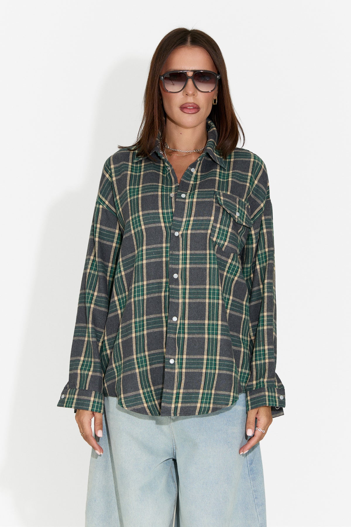 Camasa dama casual verde inchis Importas Bogas, imaginea 5 din 7