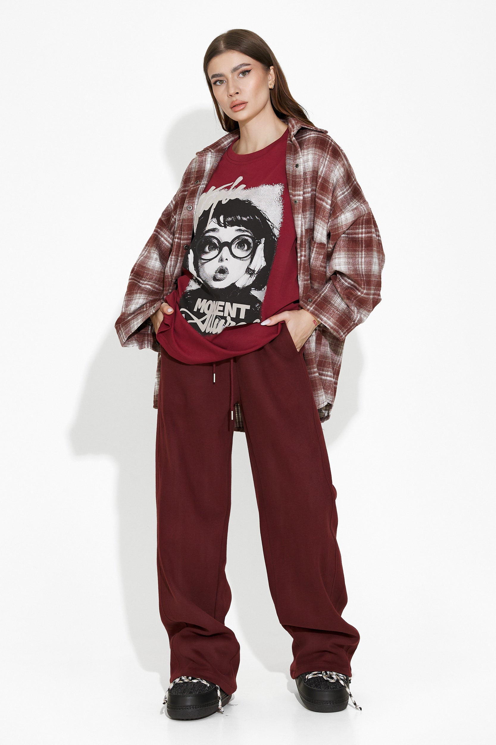 Camasa dama casual burgundy Luize Bogas