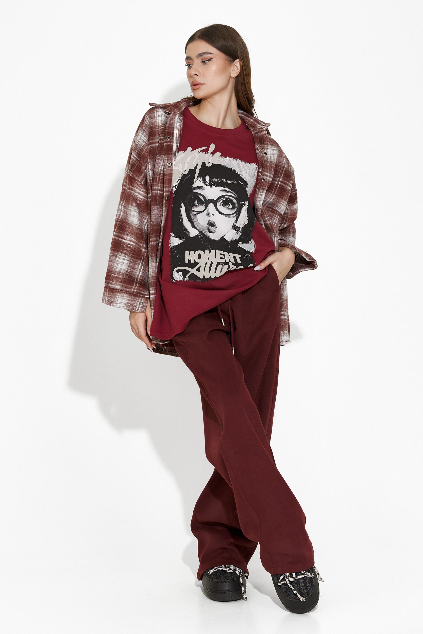 Camasa dama casual burgundy Luize Bogas