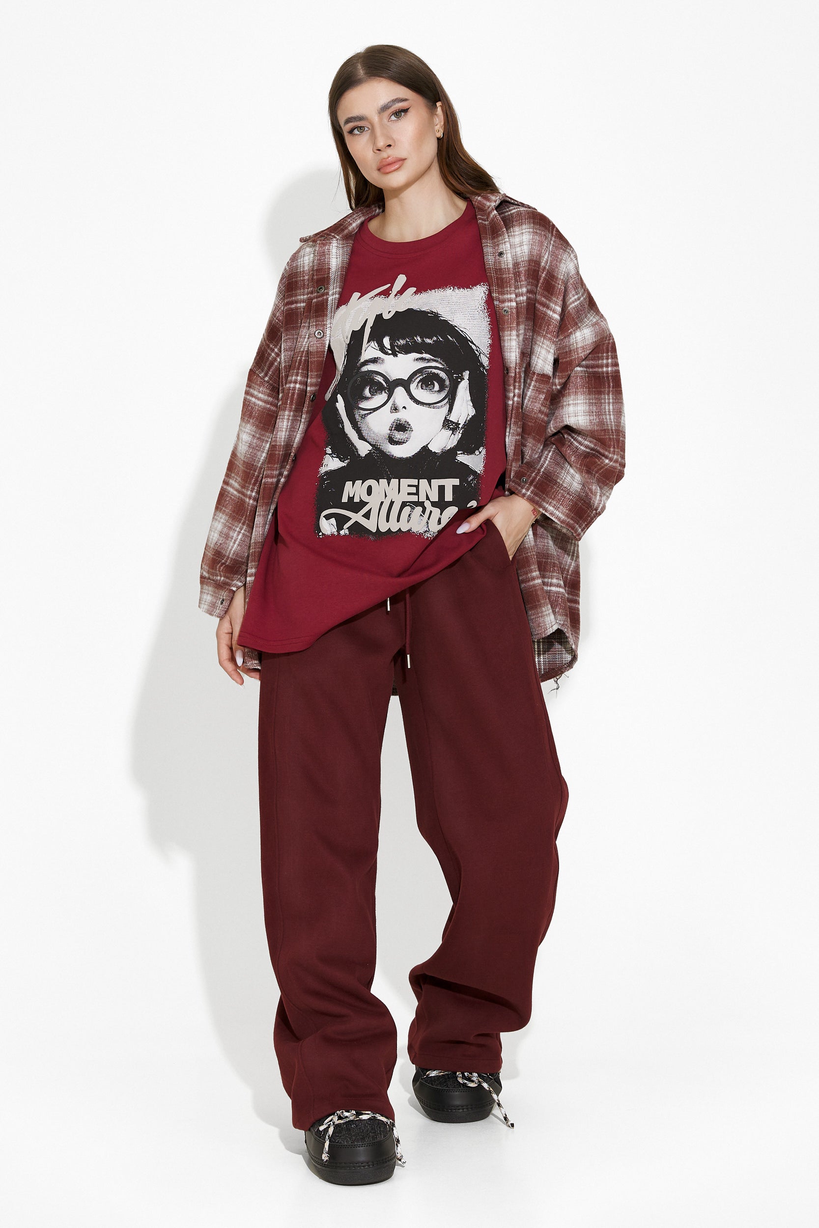 Camasa dama casual burgundy Luize Bogas
