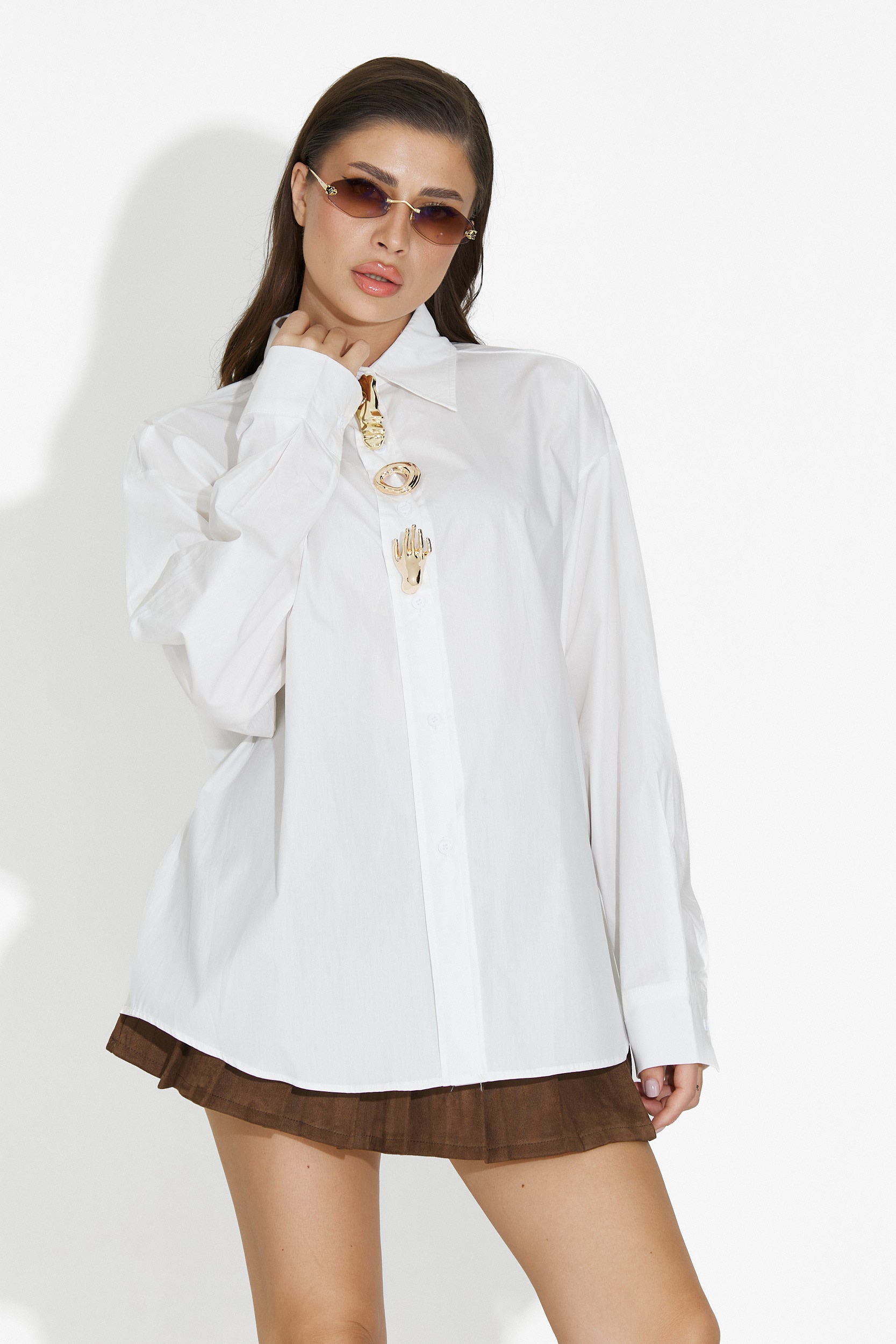 Camasa dama eleganta alba Feyora Bogas