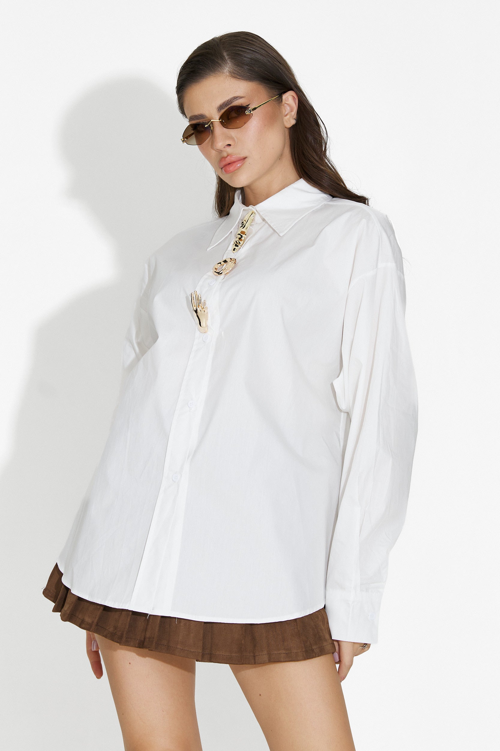 Camasa dama eleganta alba Feyora Bogas