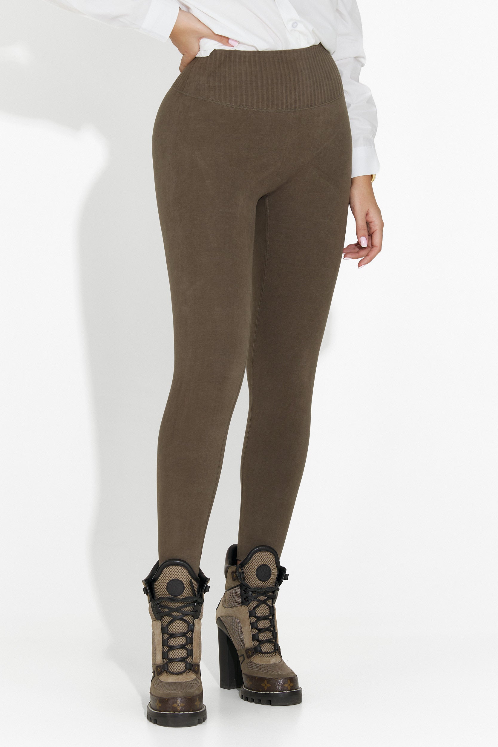 Michelina Bogas Warm Compression Tights in Khaki