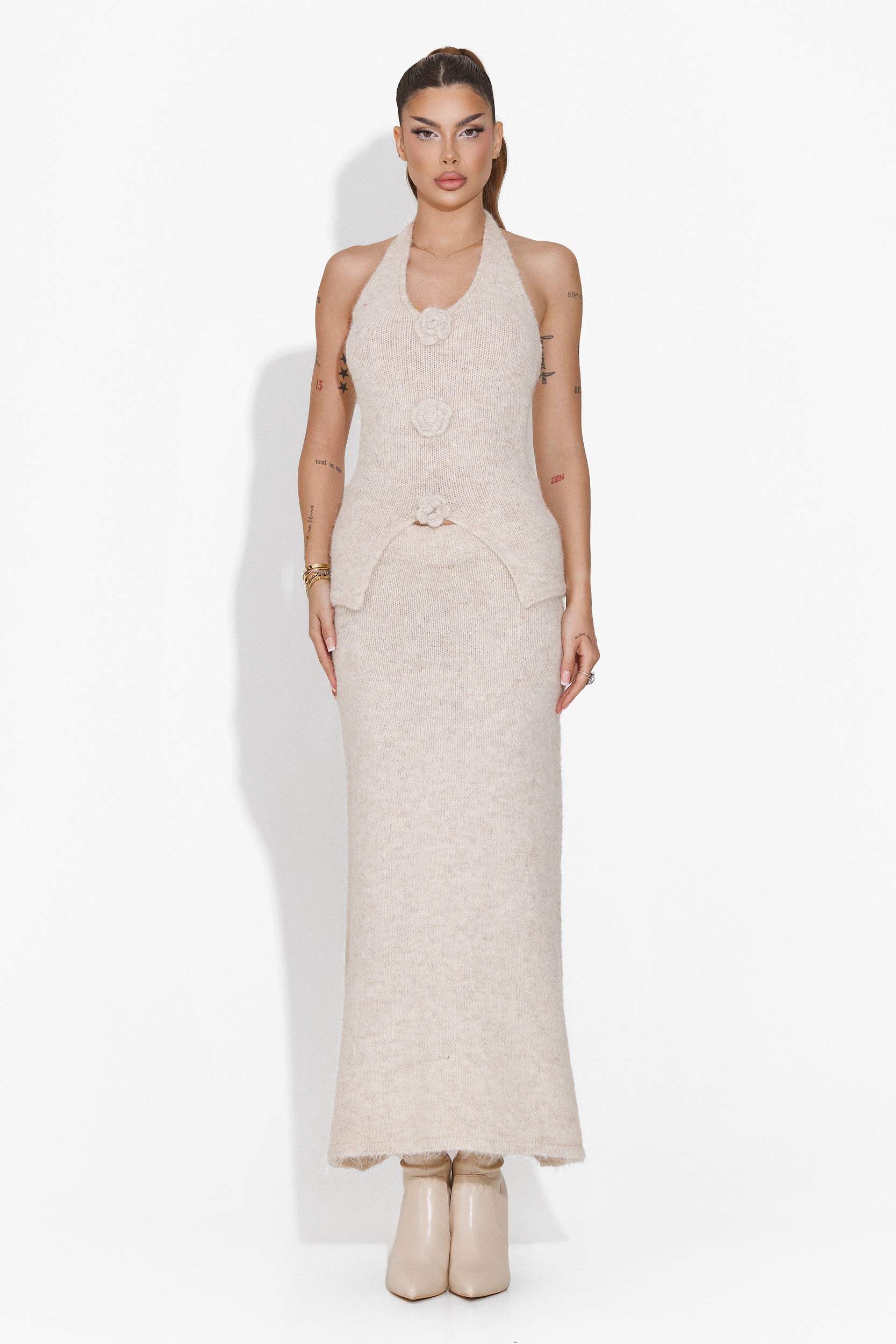 Ineza Bogas Beige Skirt Suit