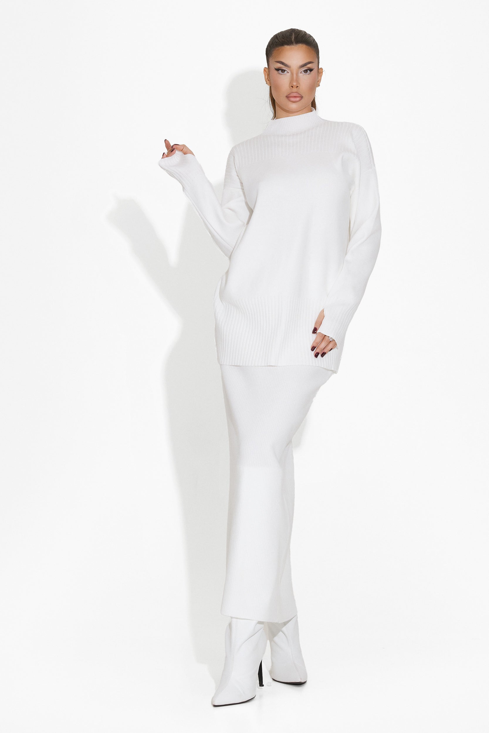 Zekera Bogas White Skirt Suit for Women
