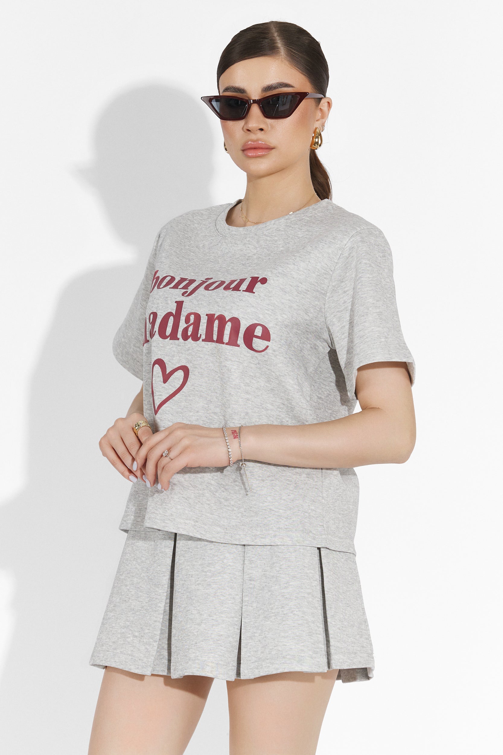 Myana Bogas gray skirt suit