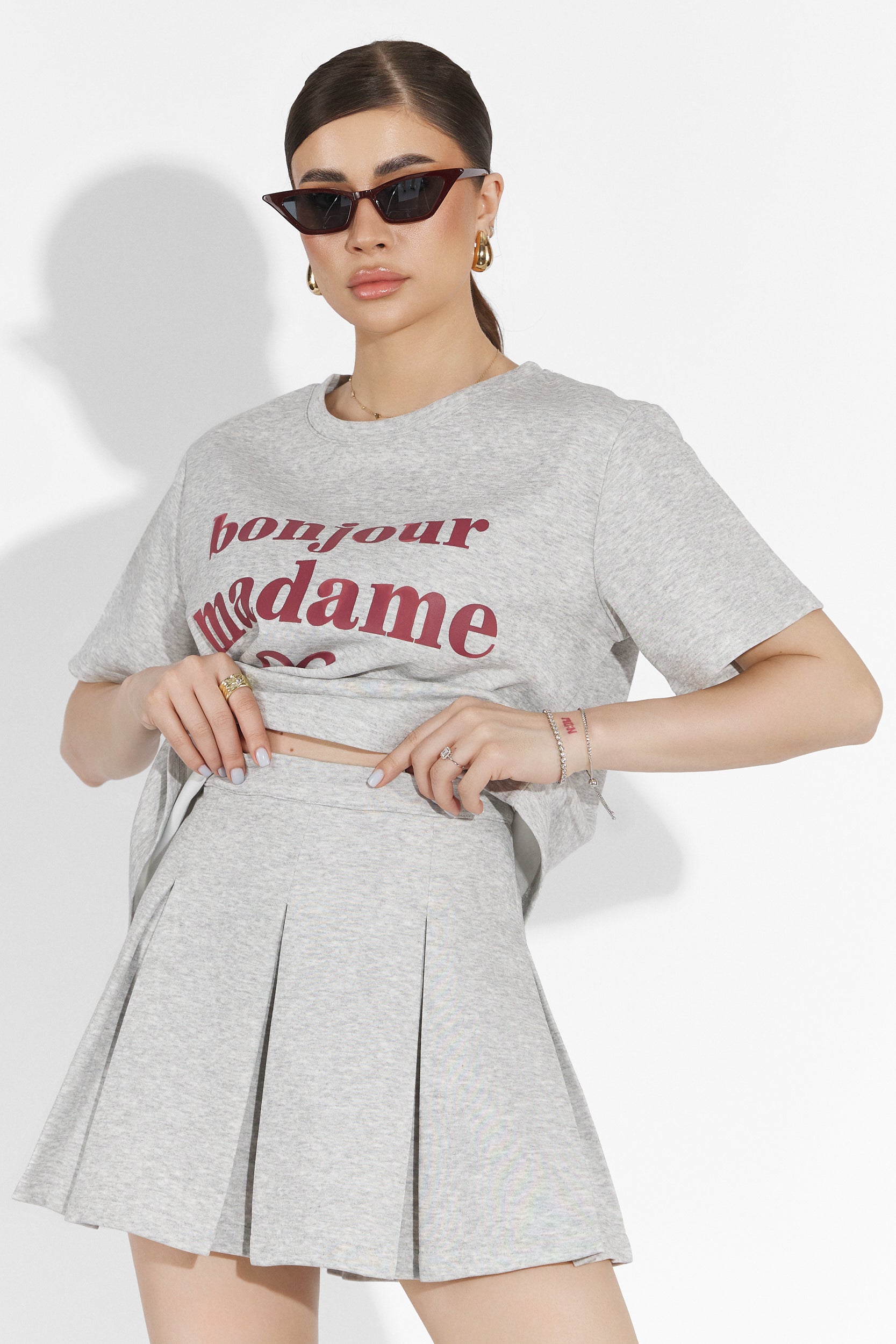 Myana Bogas gray skirt suit