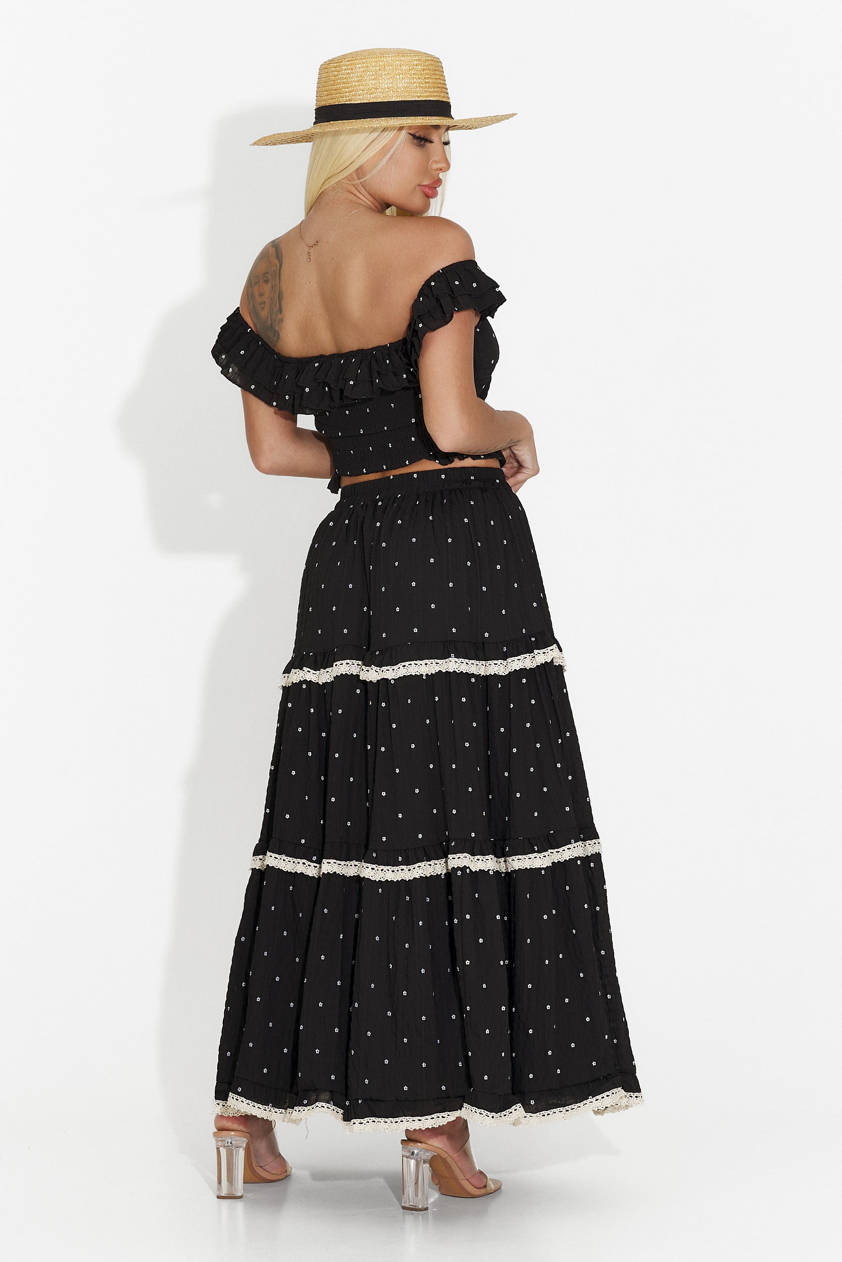 Mayner Bogas Black Long Skirt Suit
