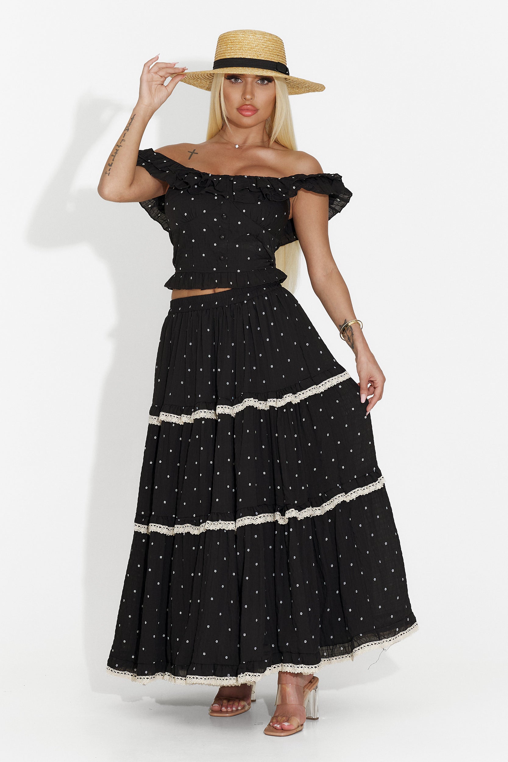 Mayner Bogas Black Long Skirt Suit
