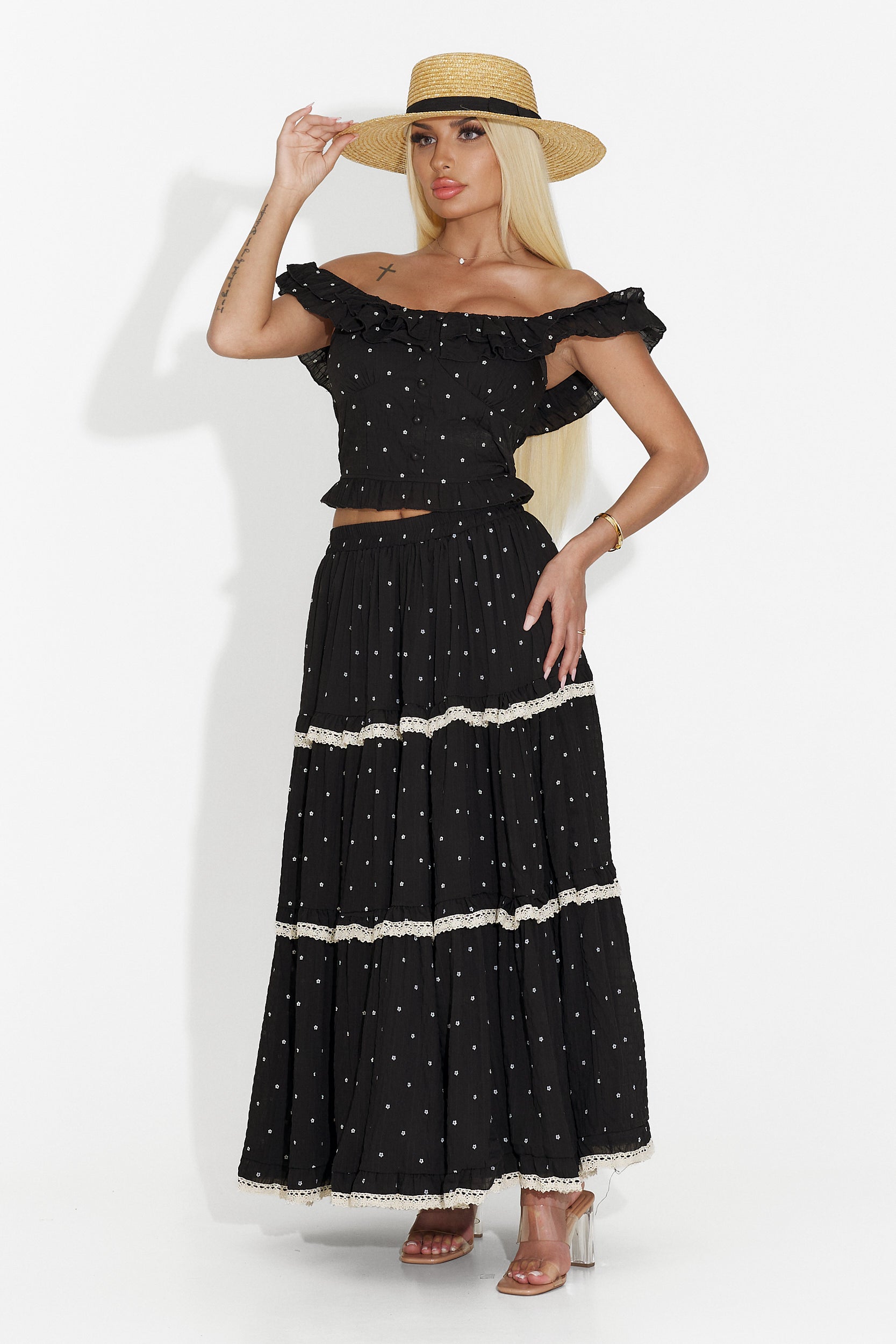 Mayner Bogas Black Long Skirt Suit