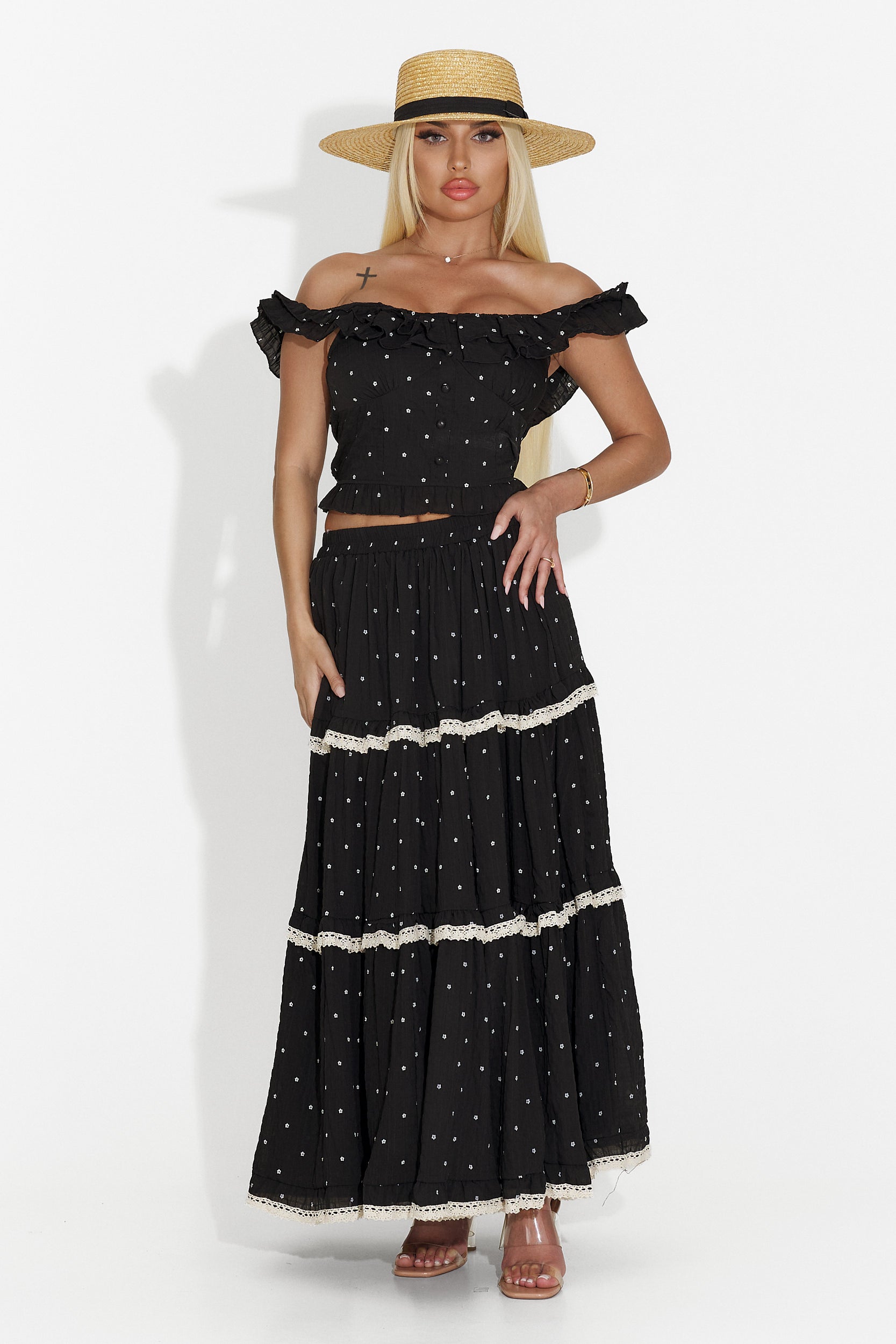 Mayner Bogas Black Long Skirt Suit