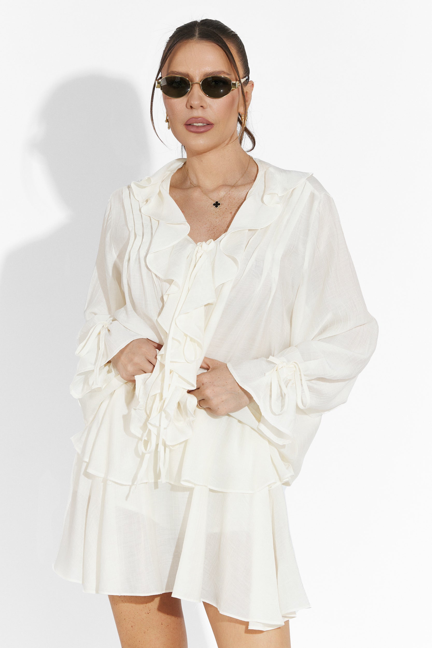 Beige Estuar Bogas Trouser Skirt Set