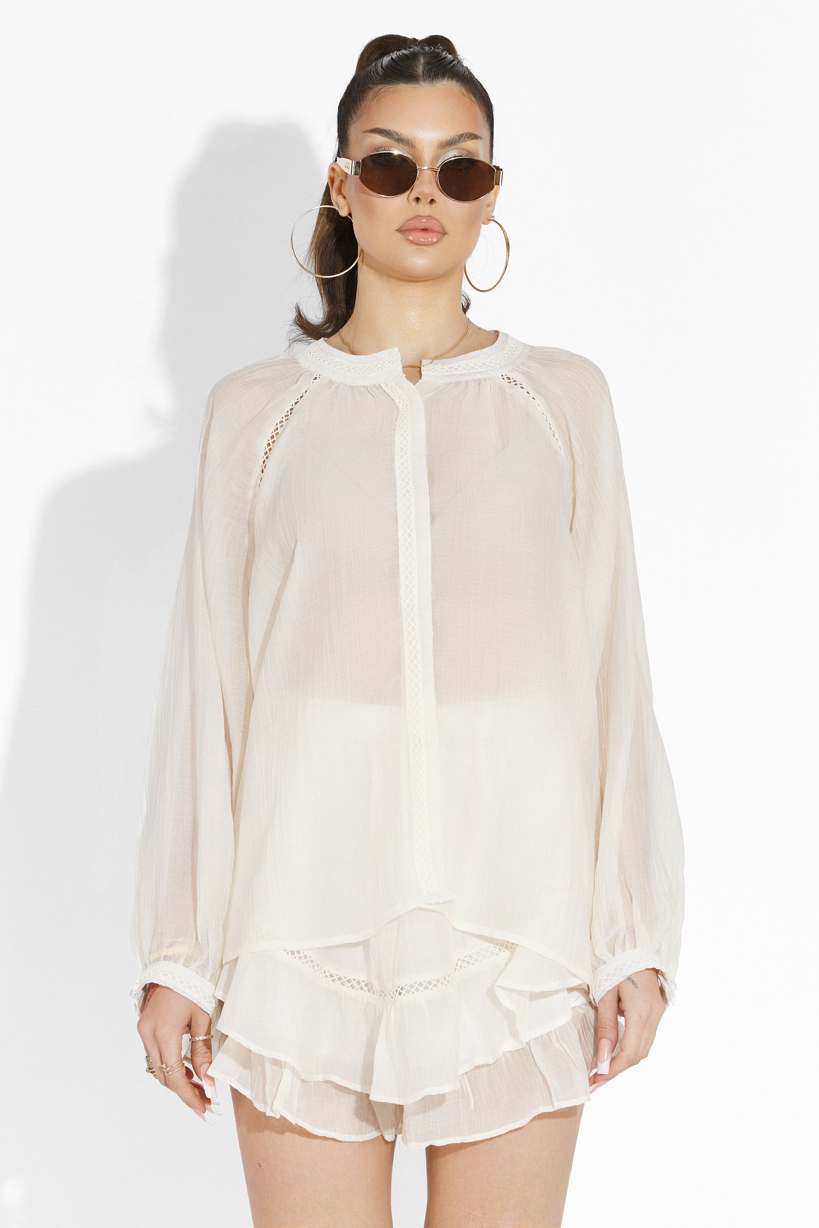 Beige Vernicy Bogas Trouser Skirt Set