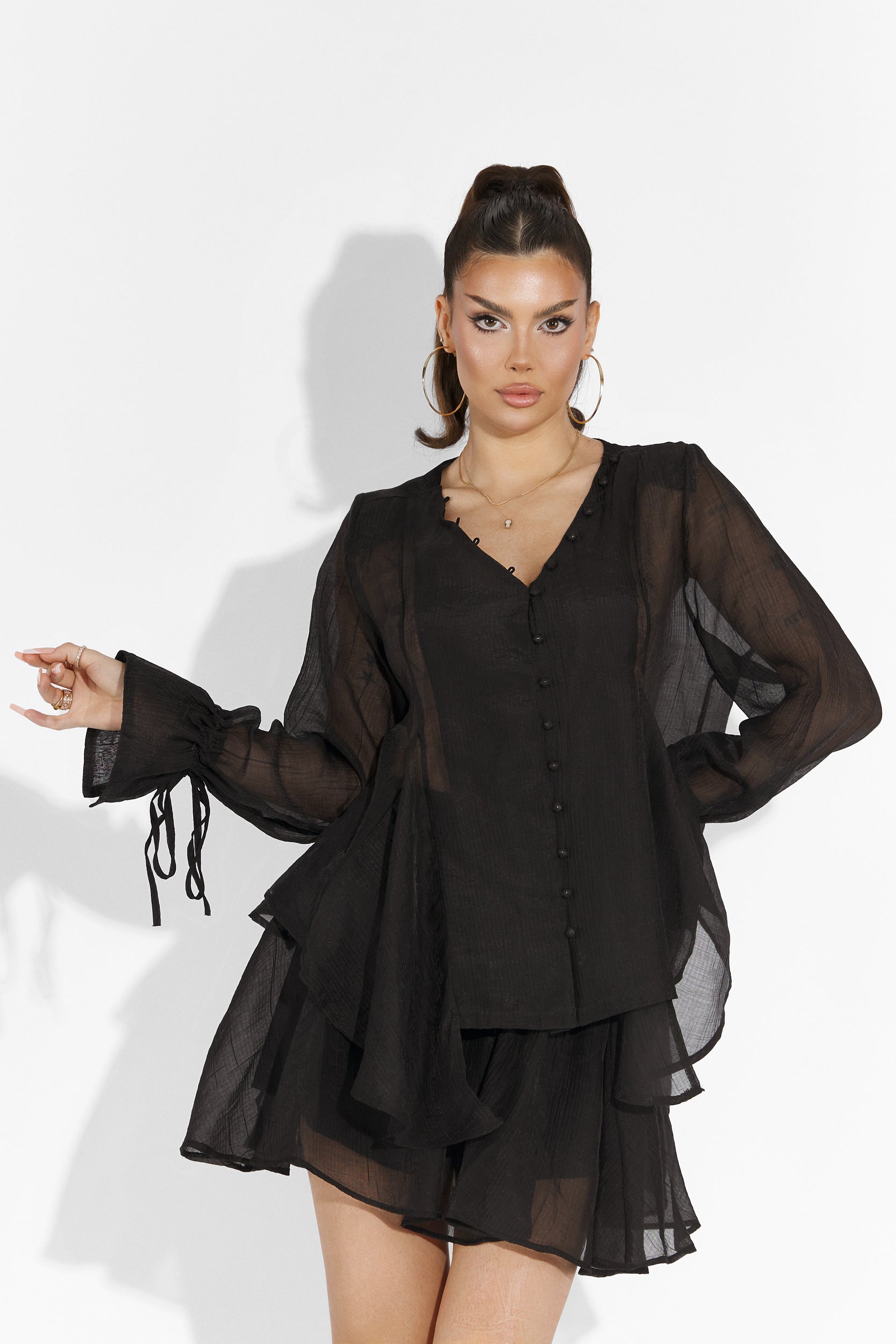 Sabryna Bogas Black Trouser Skirt Set