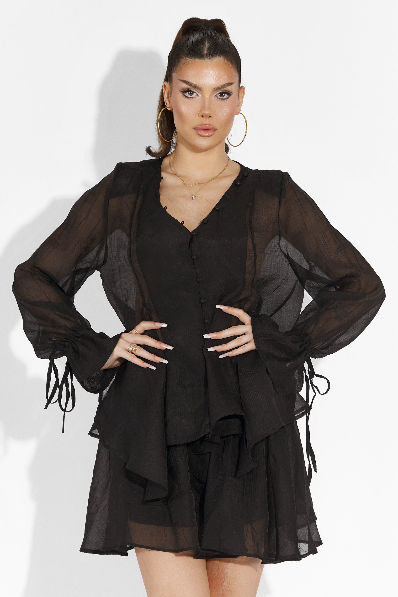 Sabryna Bogas Black Trouser Skirt Set