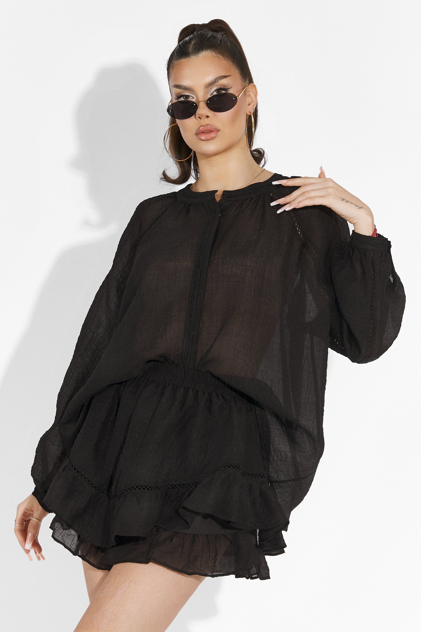 Vernicy Bogas Black Trouser Skirt Set