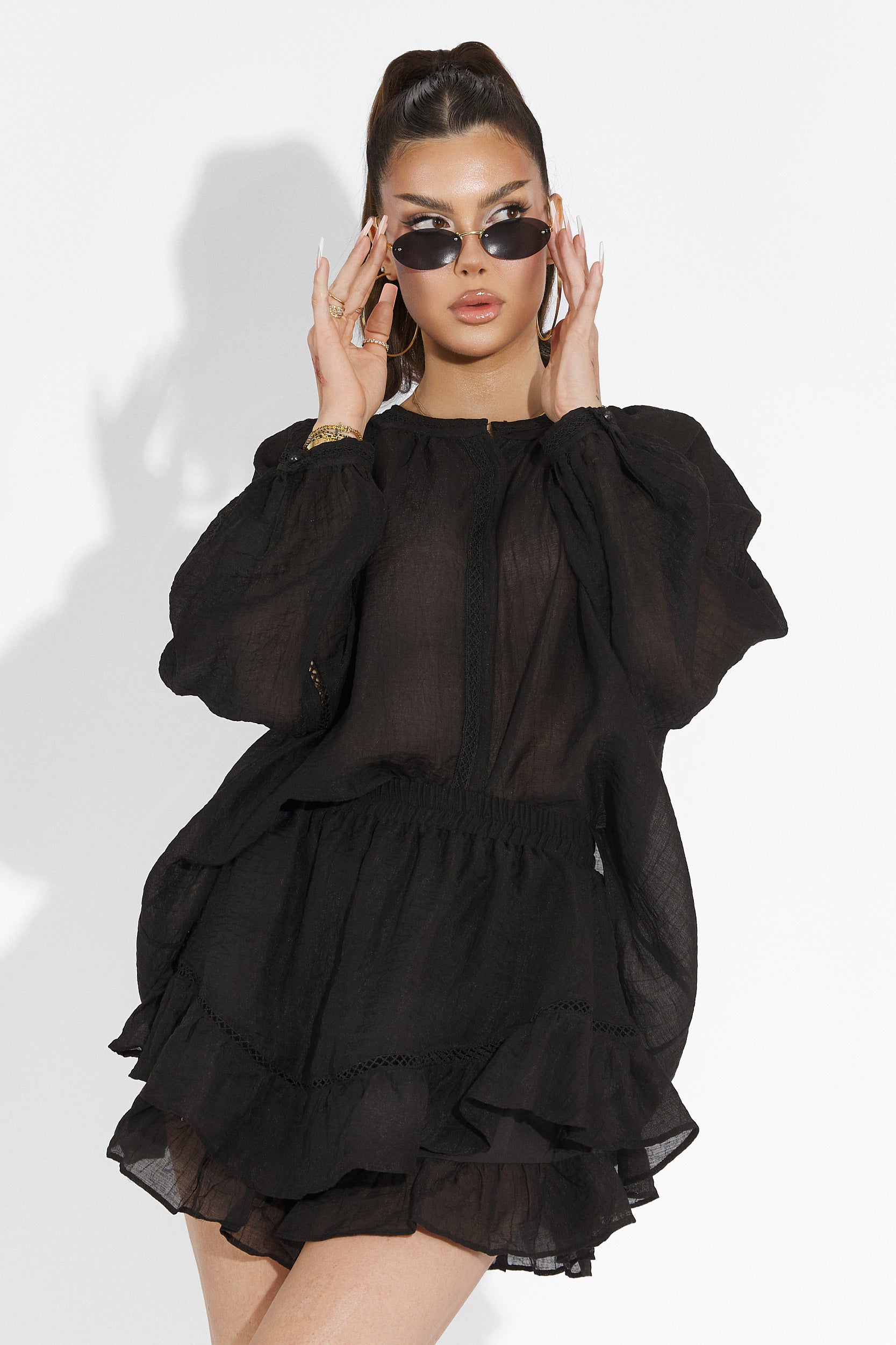 Vernicy Bogas Black Trouser Skirt Set
