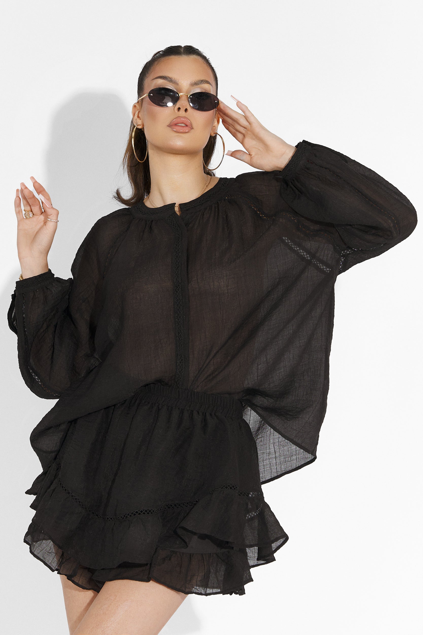 Vernicy Bogas Black Trouser Skirt Set