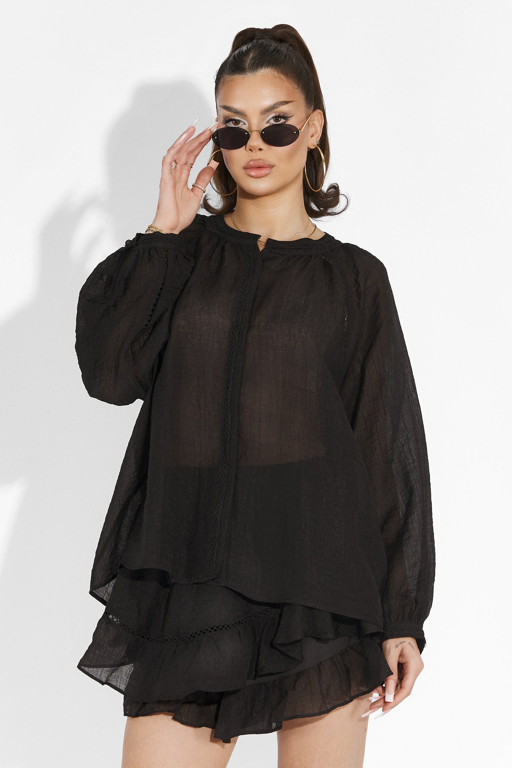 Vernicy Bogas Black Trouser Skirt Set