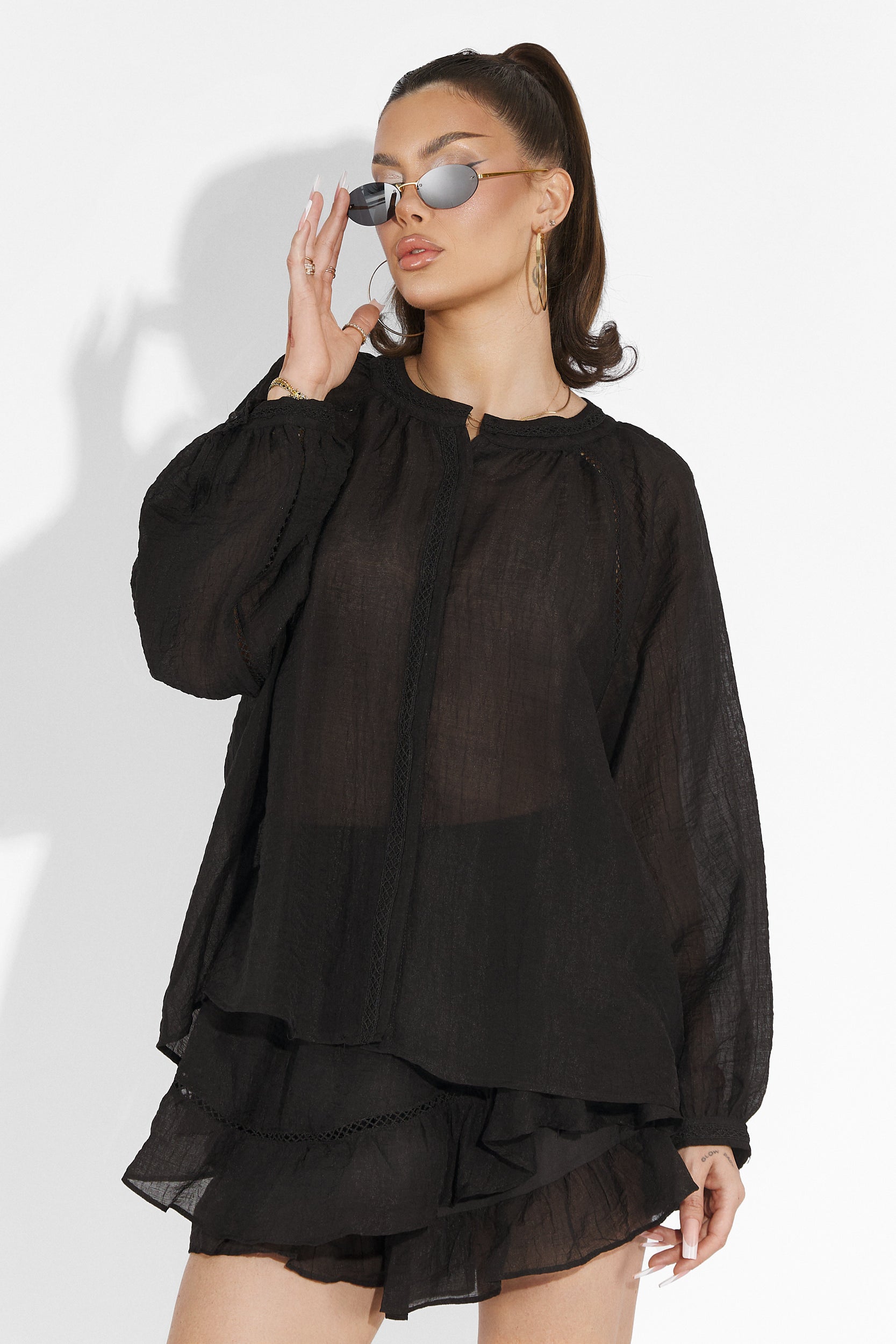 Vernicy Bogas Black Trouser Skirt Set