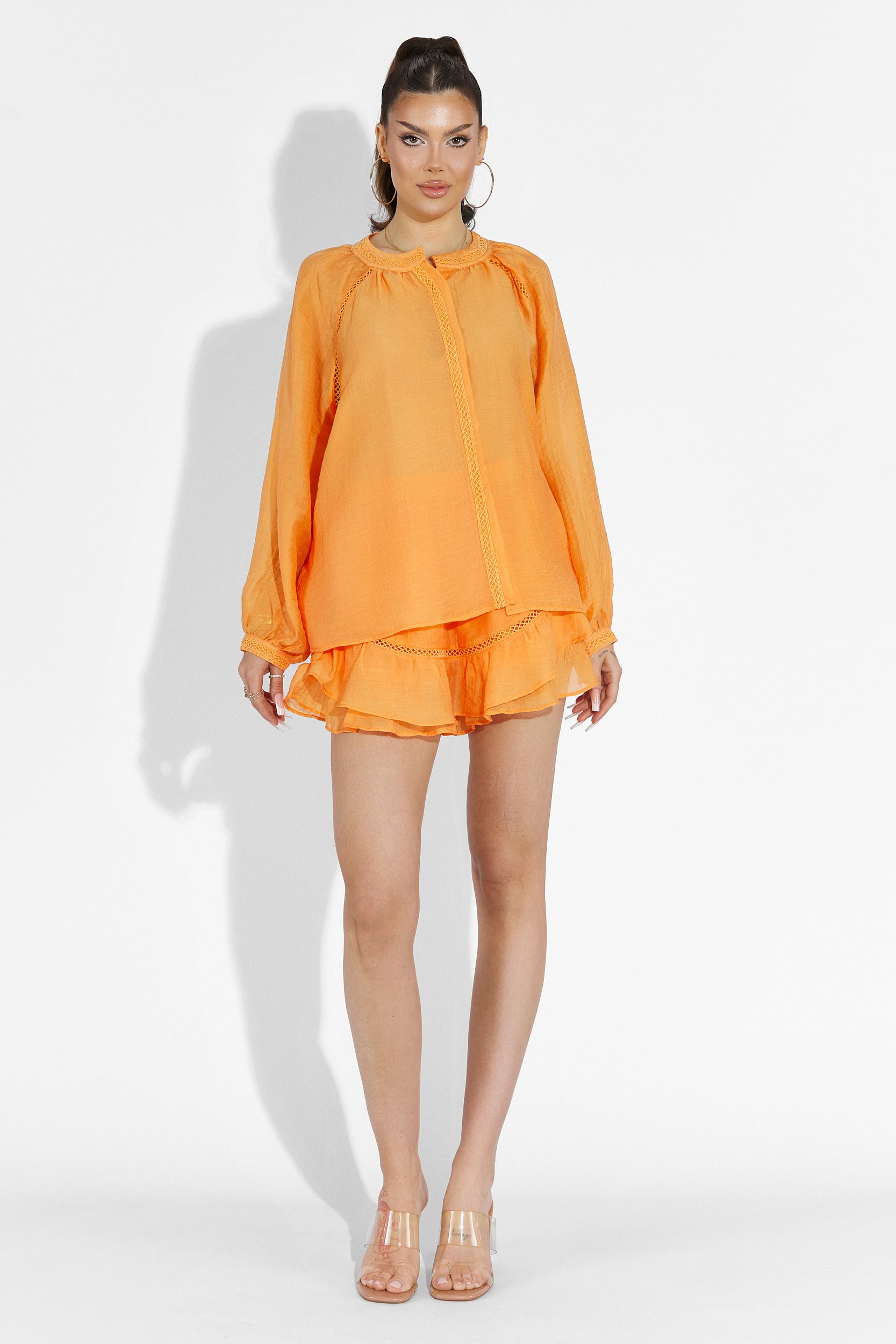 Vernicy Bogas Orange Trouser Skirt Set