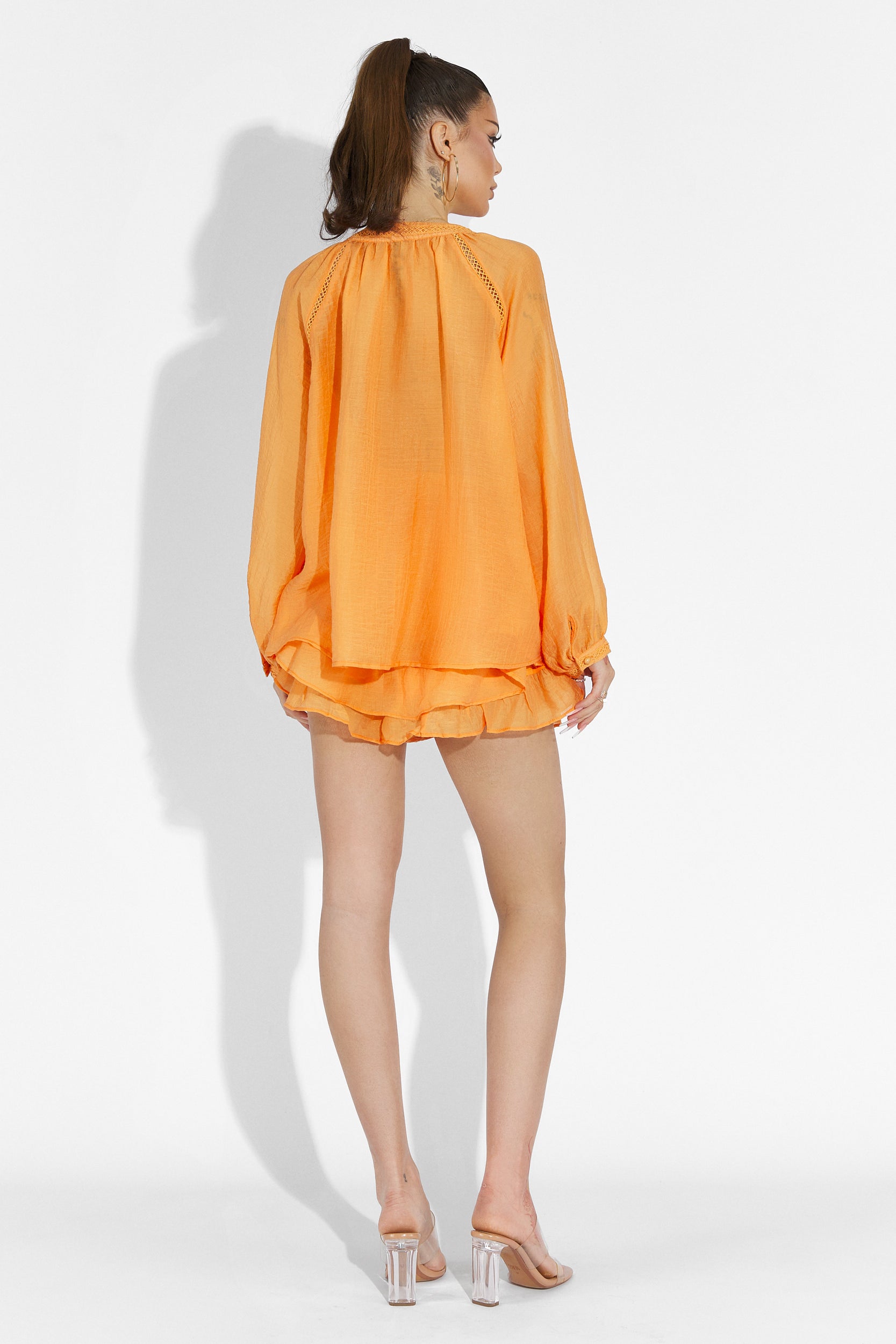 Vernicy Bogas Orange Trouser Skirt Set
